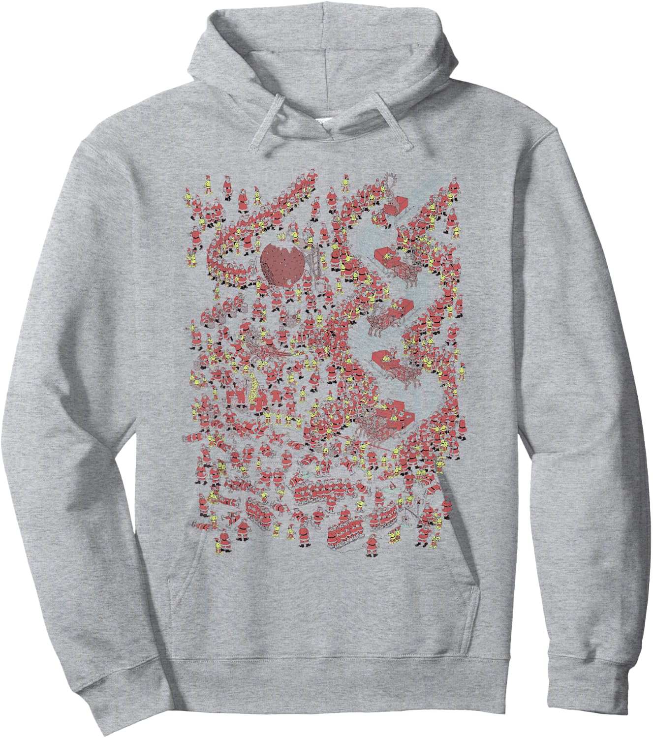 Where's Waldo North Pole Christmas Bottom Book Page Hoodie - Hoodie | Ash