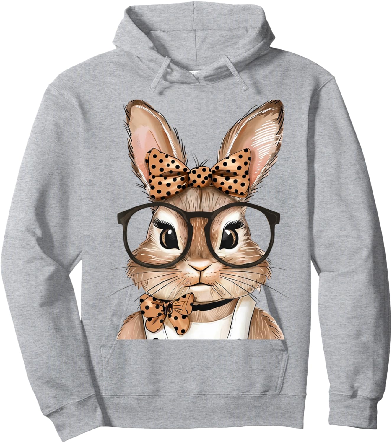 Cute Bunny With Glasses Rabbit Easter Day Women Girls Kids Hoodie - Hoodie | Ash