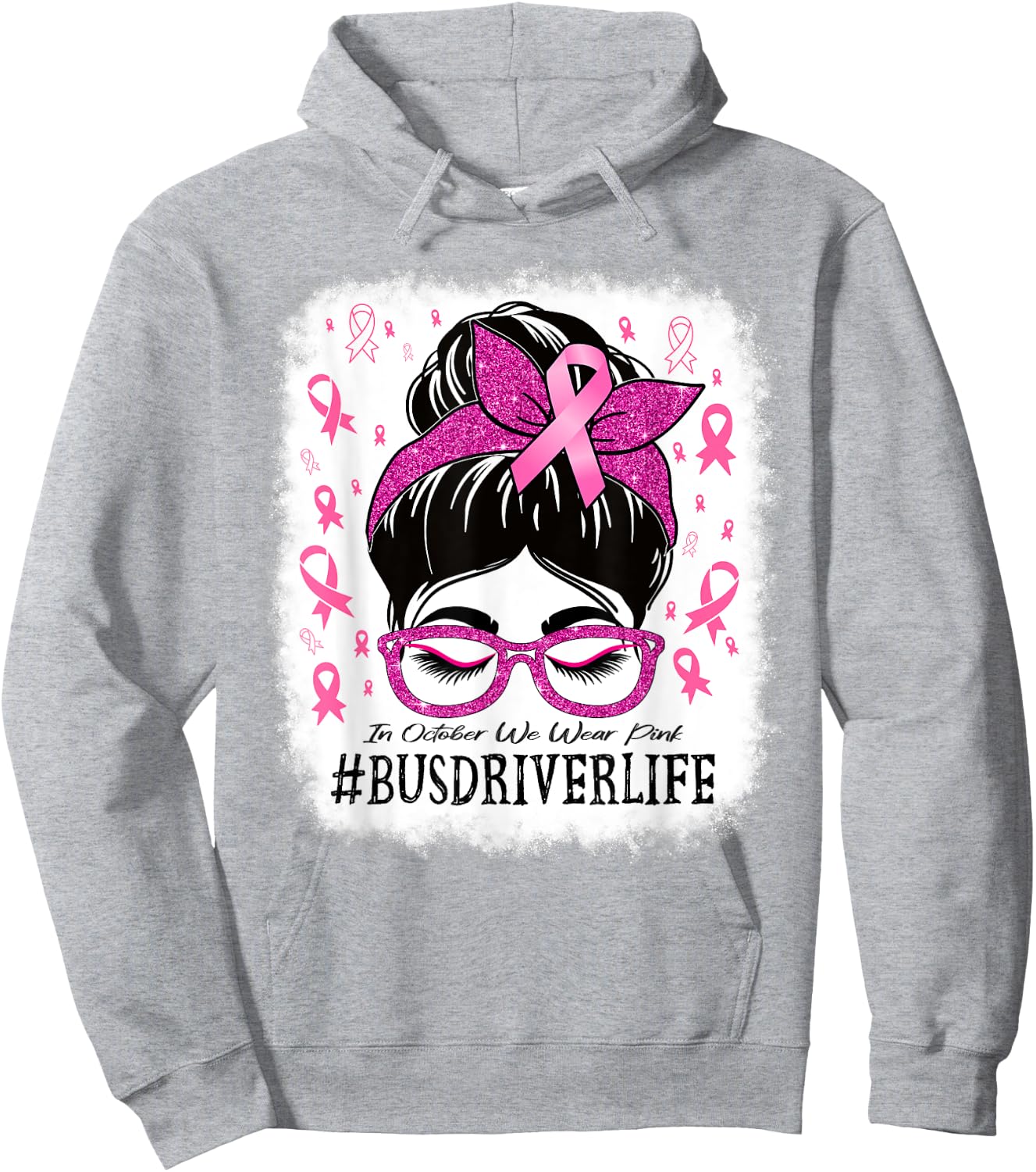 Bus Driver In October We Wear Pink Breast Cancer Awareness Hoodie - Hoodie | Ash