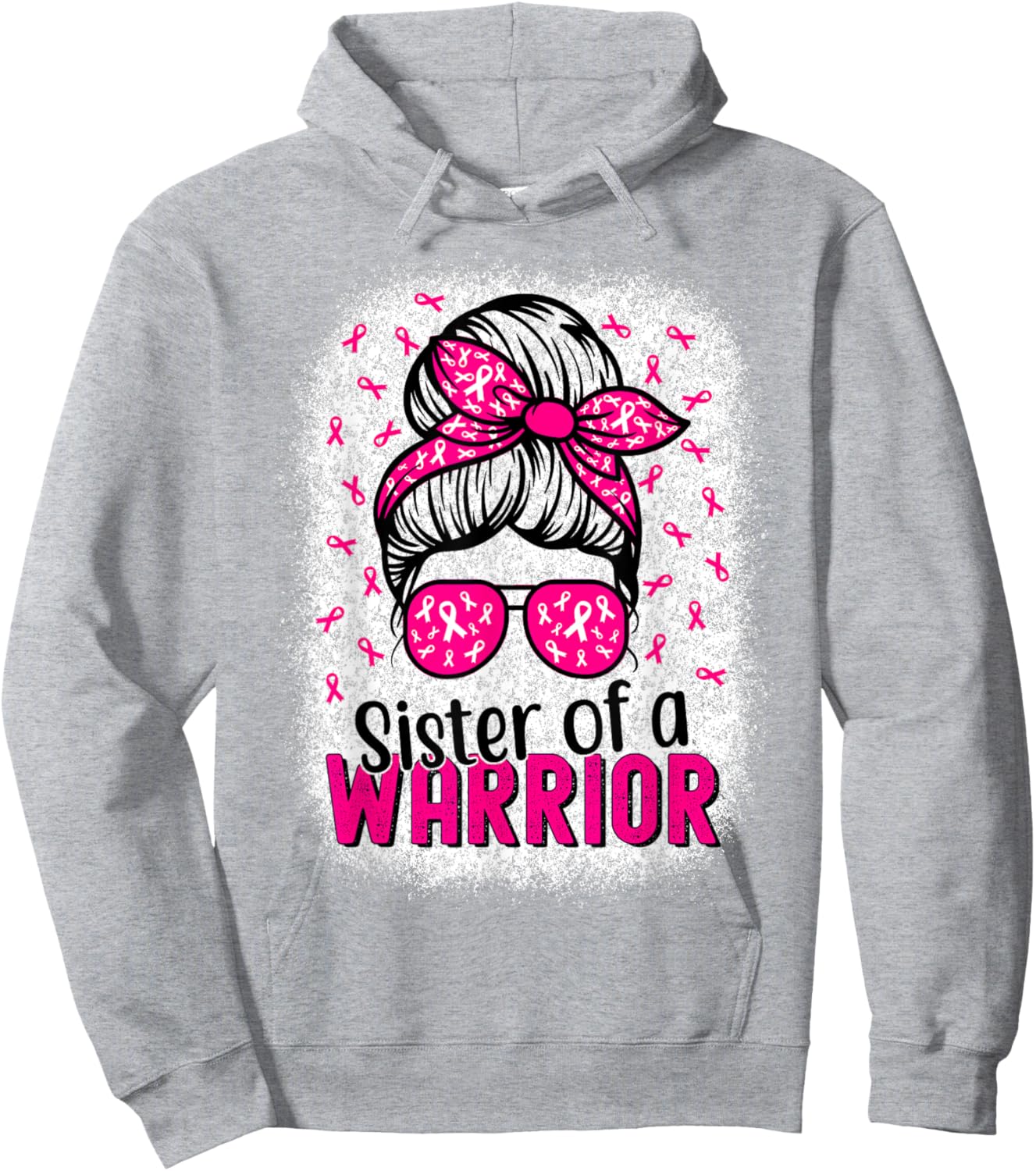 Sister Of A Warrior Breast Cancer Awareness Pink Hoodie - Hoodie | Ash