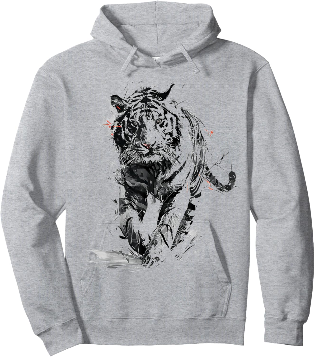 Tiger Animal Print Zoo Drawing Artwork Abstract Tiger Hoodie - Hoodie | Ash