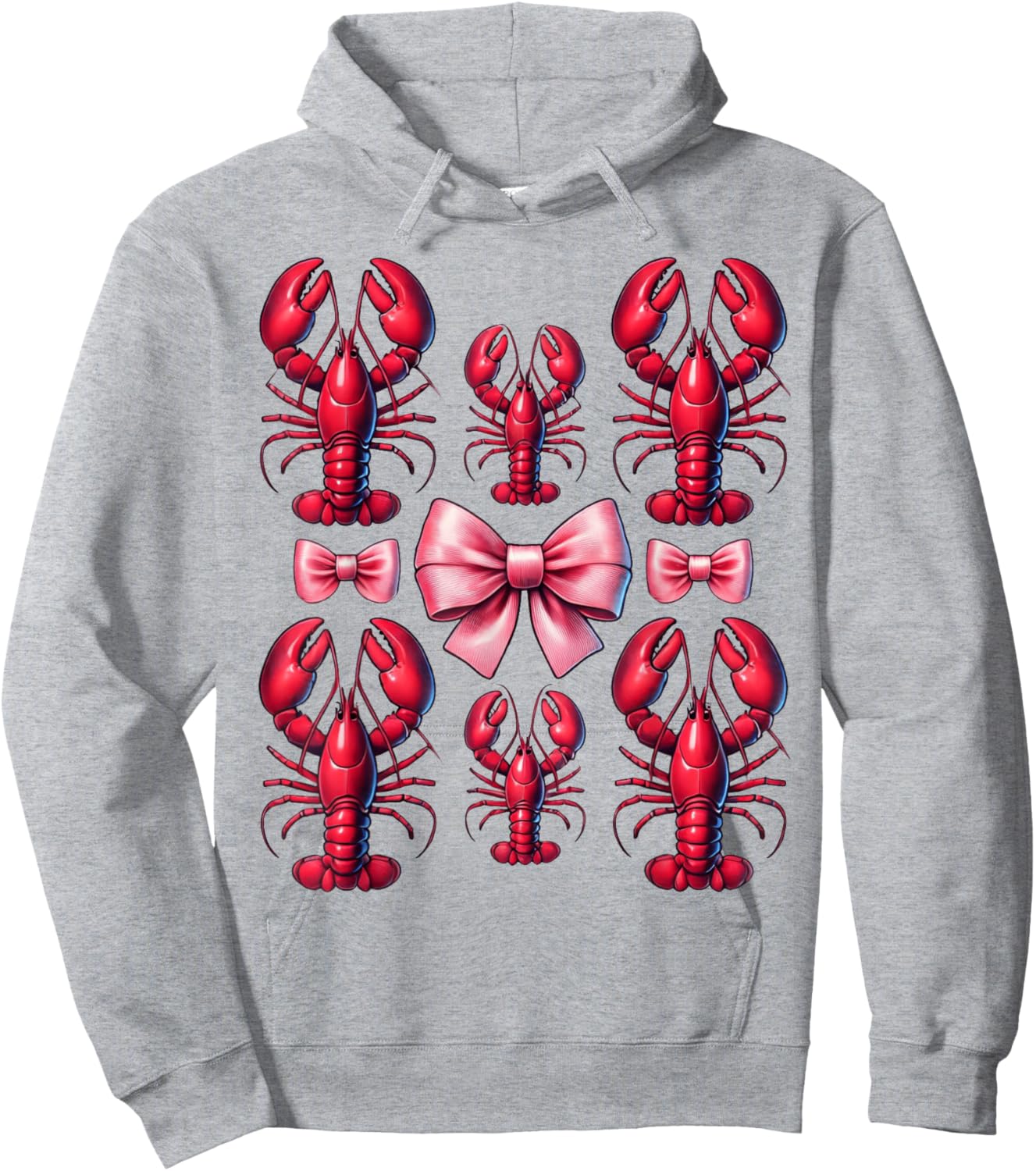 Pink Bow Cute Crawfish Crayfish Girls Women Hoodie - Hoodie | Ash