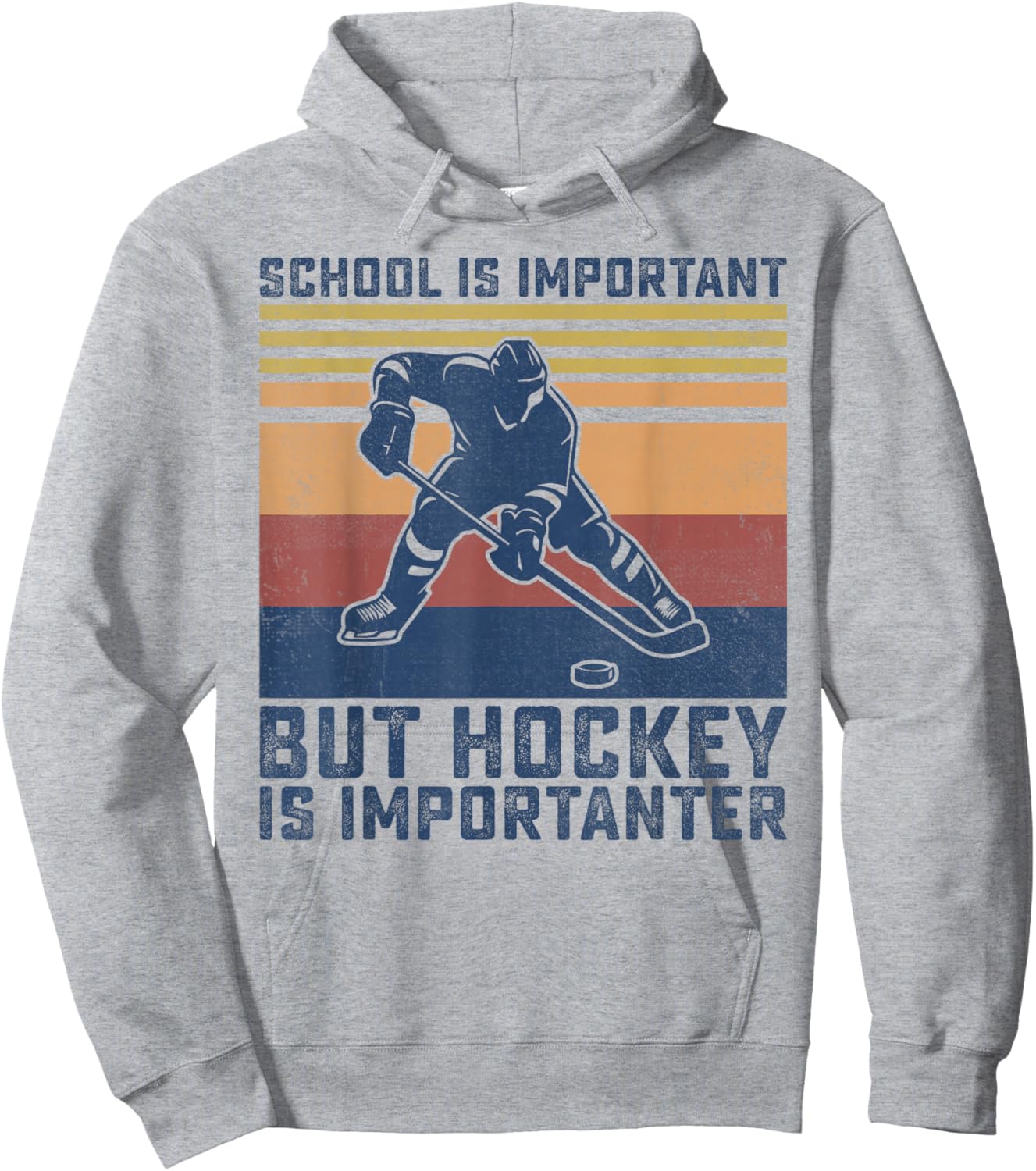 Funny School Is Important But Hockey Is Importanter Boys Hoodie - Hoodie | Ash