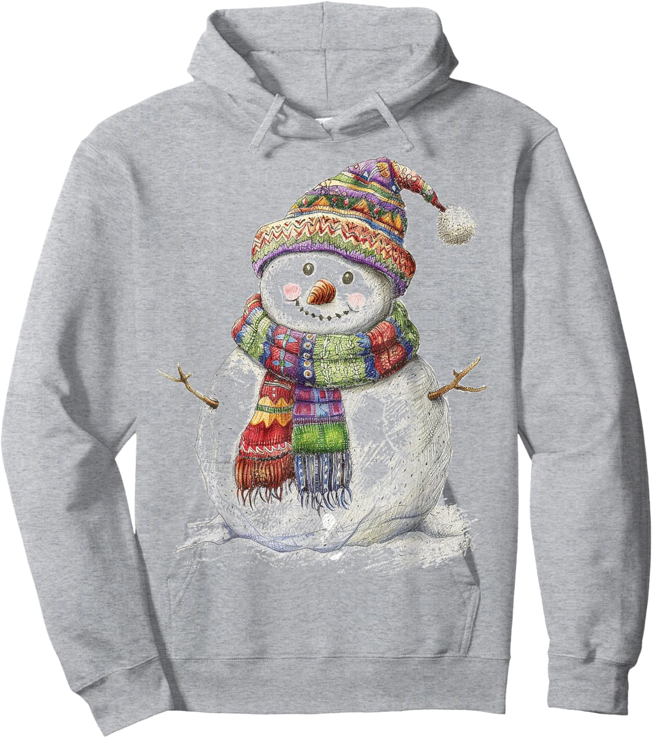Snowman Christmas Graphic X-Mas Illustration Family Snowman Hoodie - Hoodie | Ash