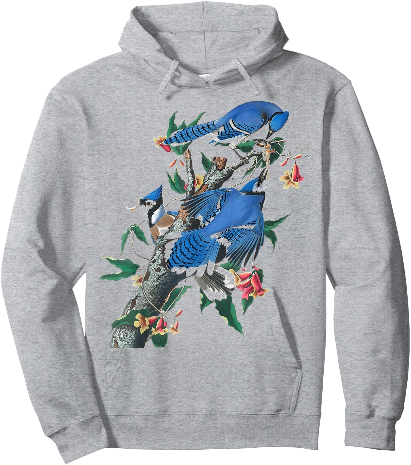 Vintage BlueJays Birdwatcher Bird Illustration Design Hoodie - Hoodie | Ash