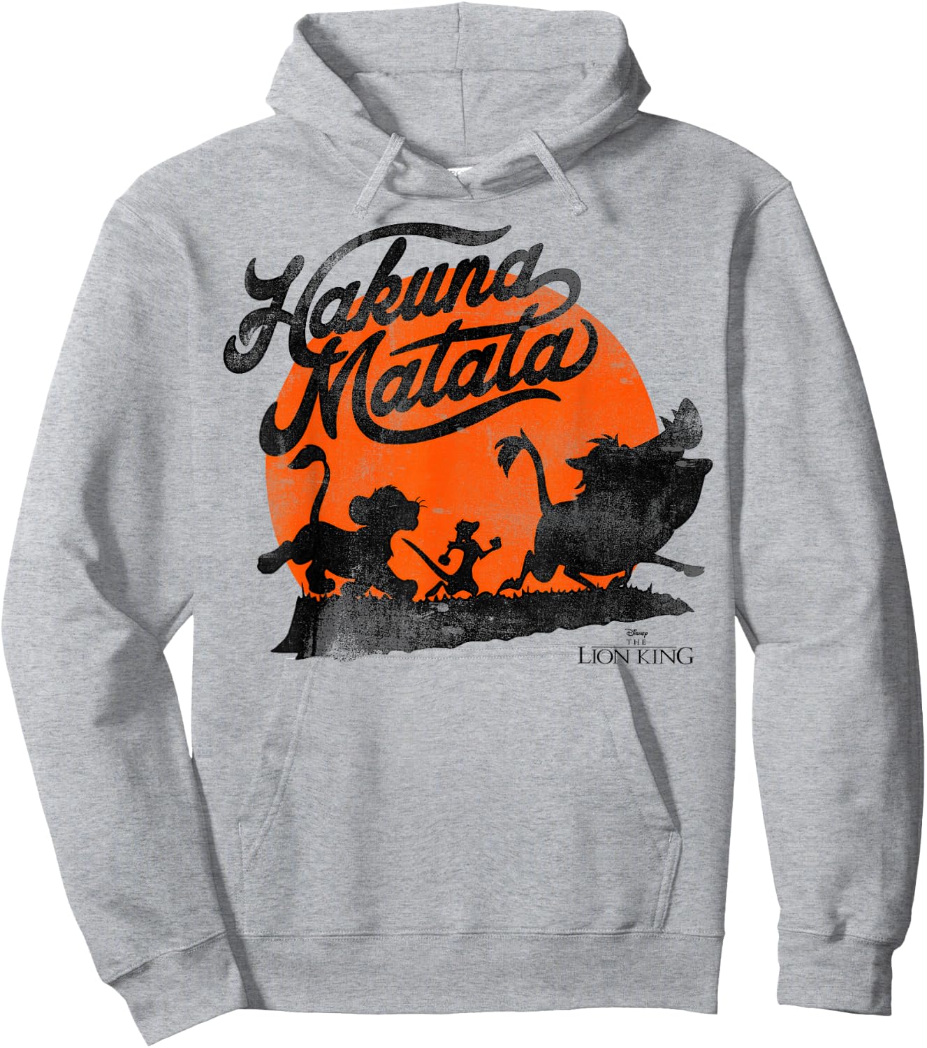 Disney Lion King Hakuna Matata Trio Orange Sunset Silhouette Hoodie - Hoodie | Ash