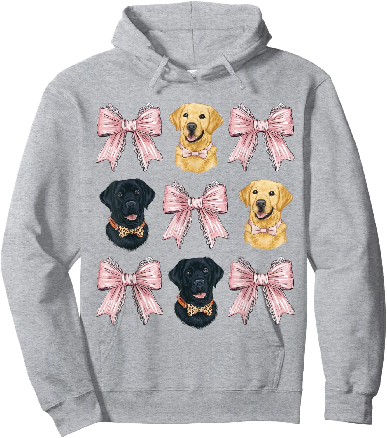 Pink Bow Coquette Yellow Black Labrador Retriever Dog Lover Women Girls Kids Hoodie - Hoodie | Ash