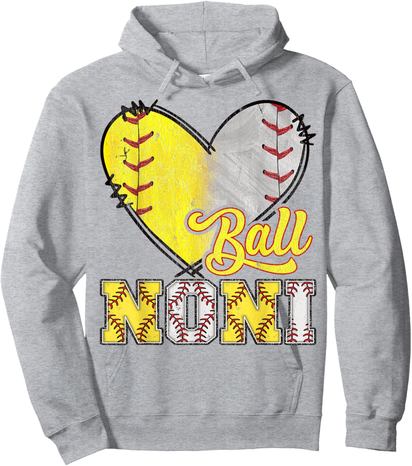 Noni Of Both Ball Noni Softball Baseball Game Day Hoodie - Hoodie | Ash