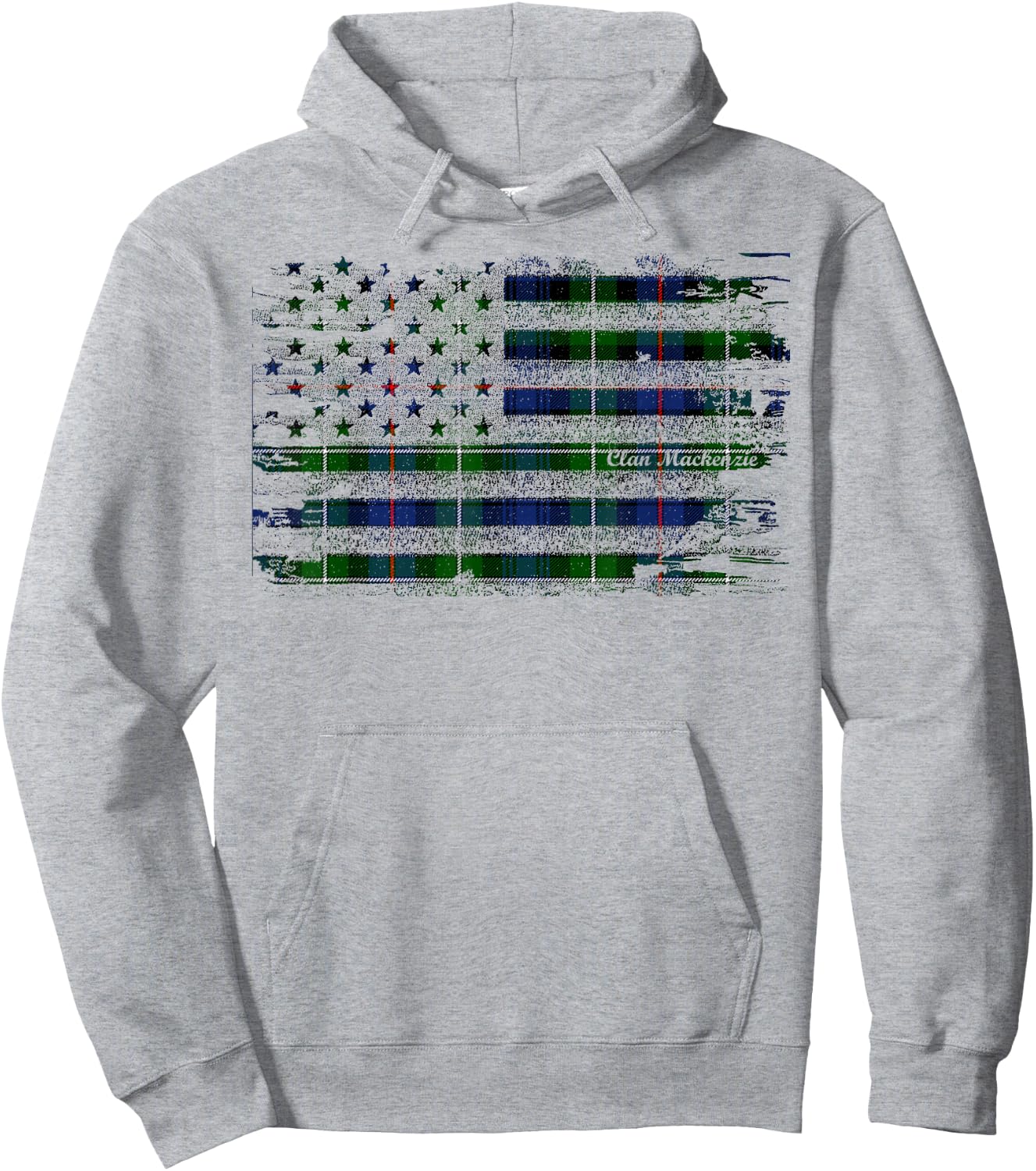 Clan Mackenzie American Flag Scottish Tartan Shirt Hoodie - Hoodie | Ash