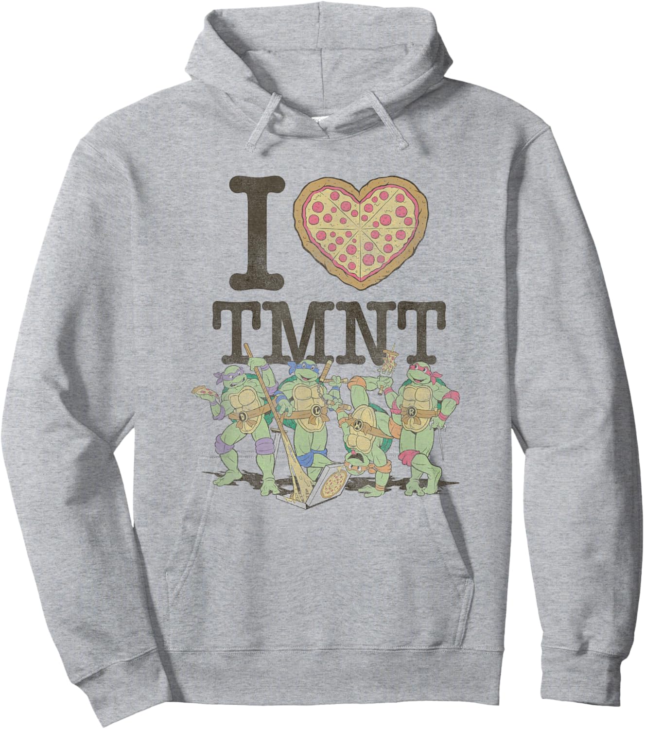 Teenage Mutant Ninja Turtles I Love TMMT Pizza Team Portrait Hoodie - Hoodie | Ash