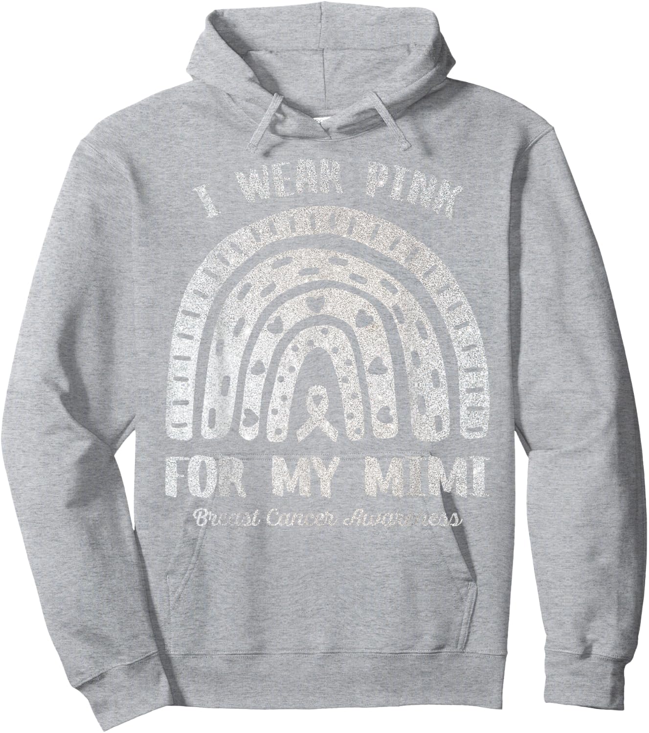 I Wear Pink For My Mimi Rainbow Breast Cancer Awareness Hoodie - Hoodie | Ash
