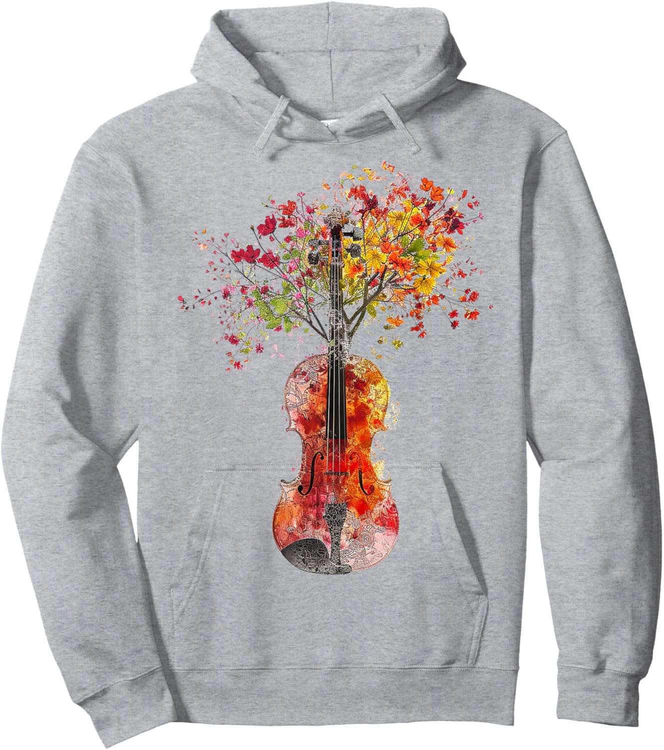 Violin Music Flowers Nature Graphic Violin Hoodie - Hoodie | Ash