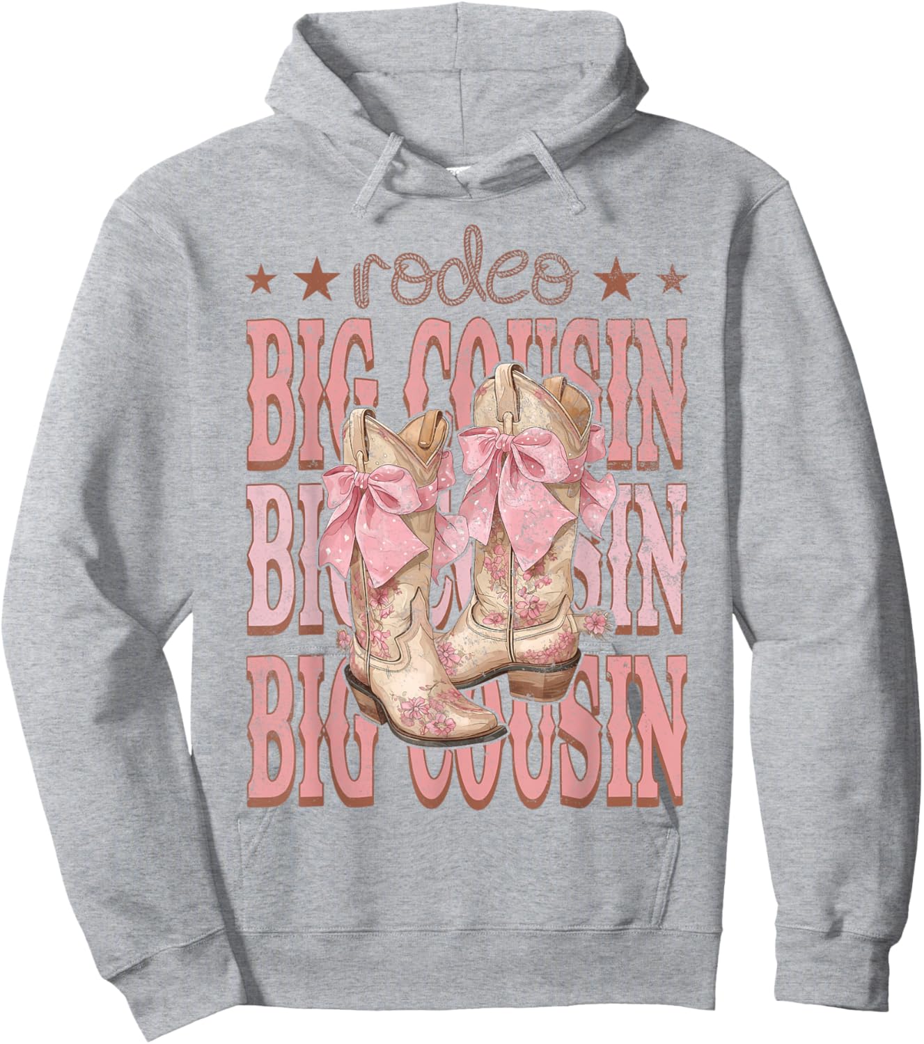Rodeo Big Cousin Pink Boots Coquette Cow-Girl Birthday Party Hoodie - Hoodie | Ash