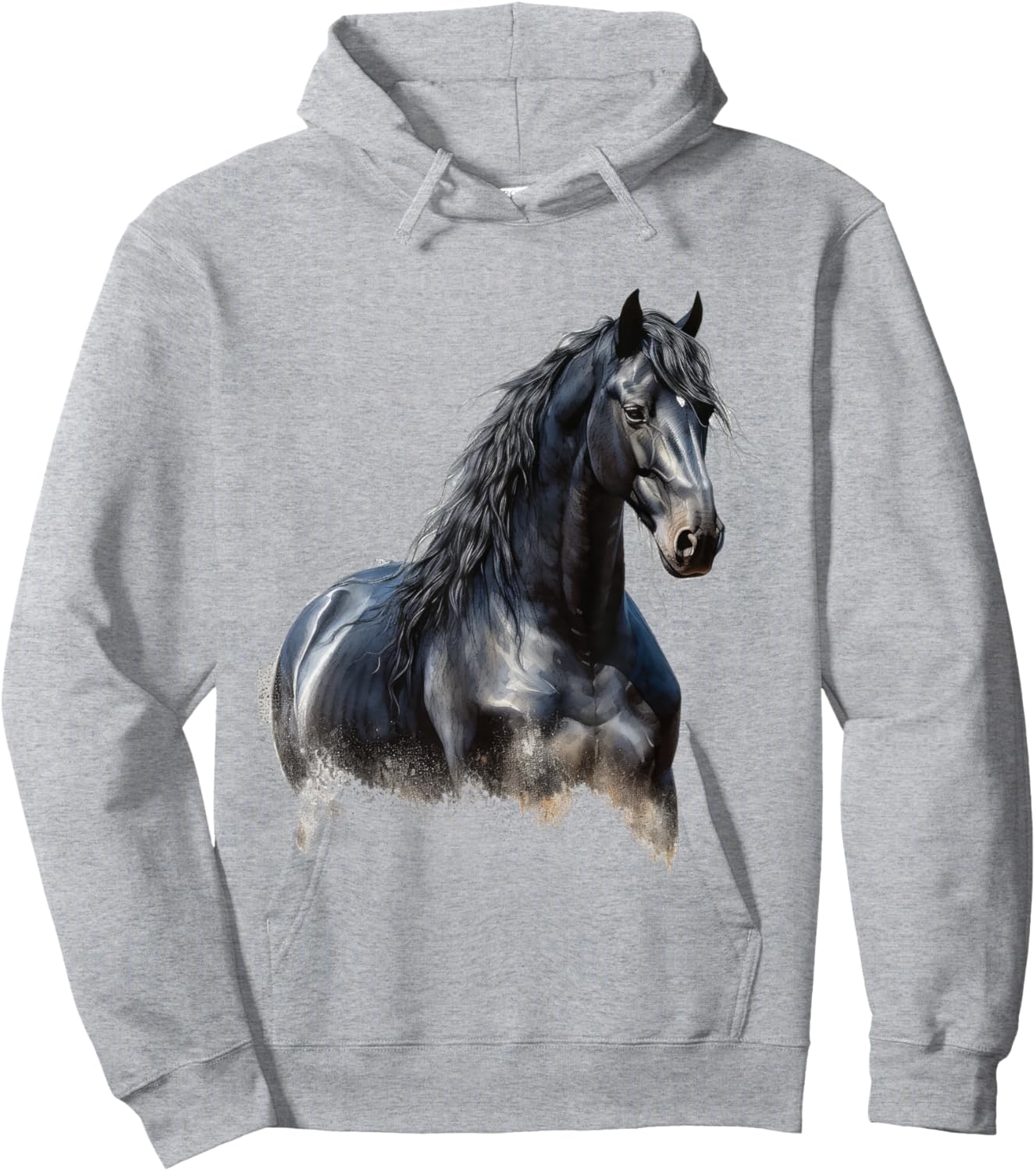 Horse paint Equestrian Friesian Horse Beautiful Watercolor Hoodie - Hoodie | Ash