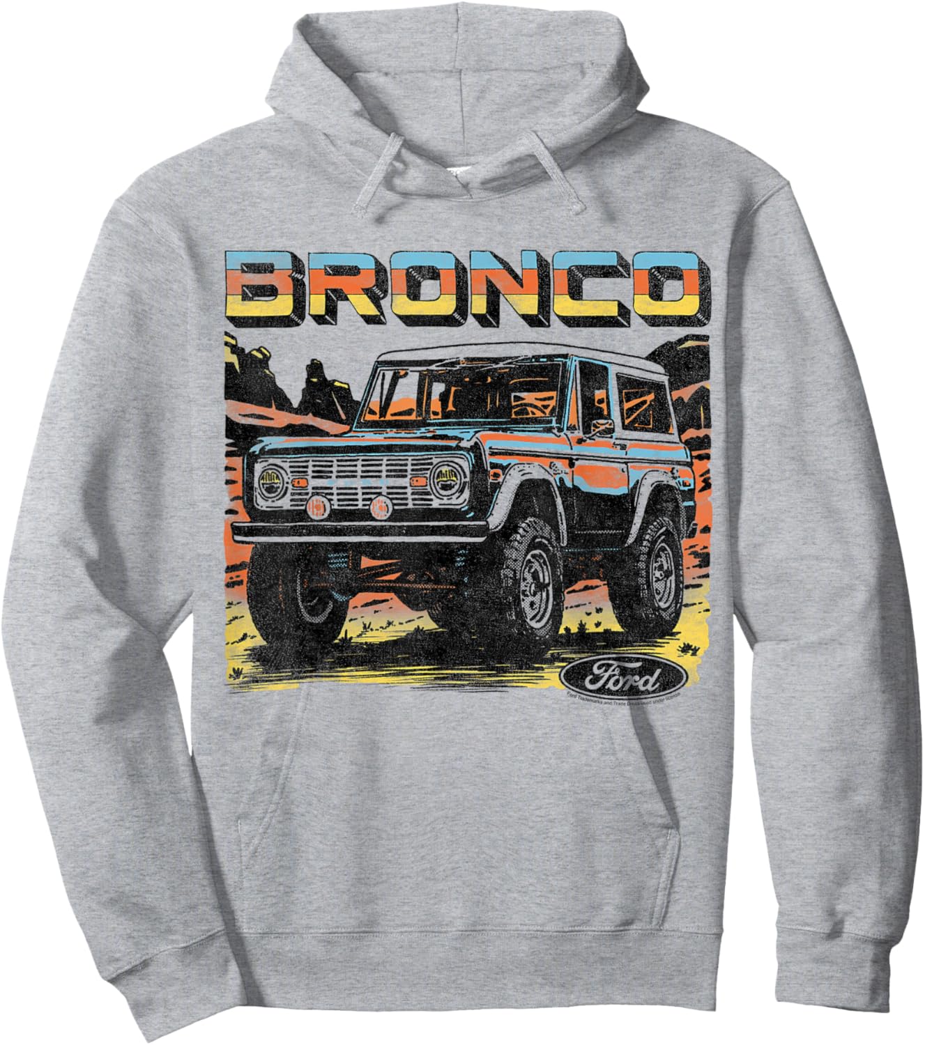 Ford - Bronco SUV Outdoor Desert Mountain Terrain With Logo Hoodie - Hoodie | Ash