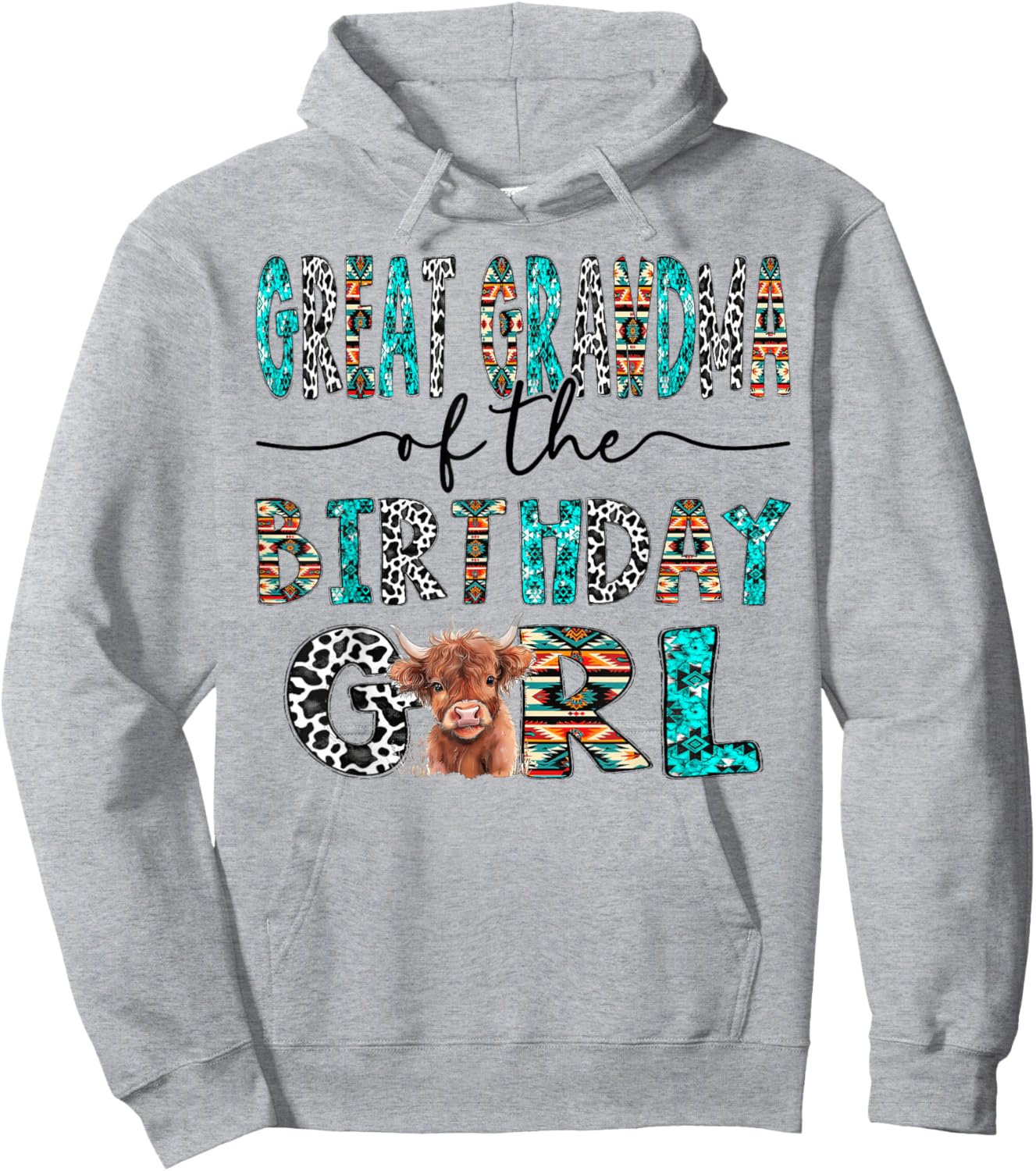 Great Grandma Of The Birthday Girl Highland Cow 1St Birthday Hoodie - Hoodie | Ash