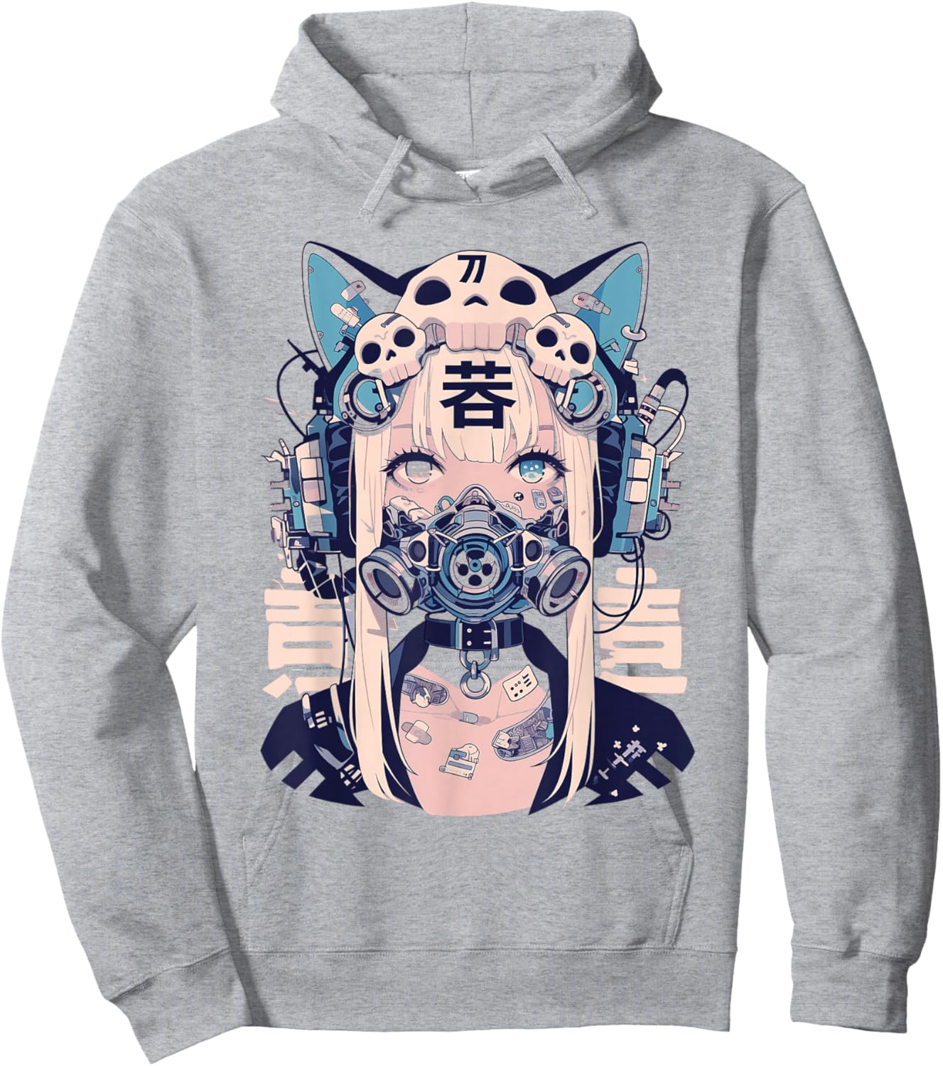 Anime Manga Cyberpunk Aesthetic Techwear Harajuku Cat Girl Hoodie - Hoodie | Ash