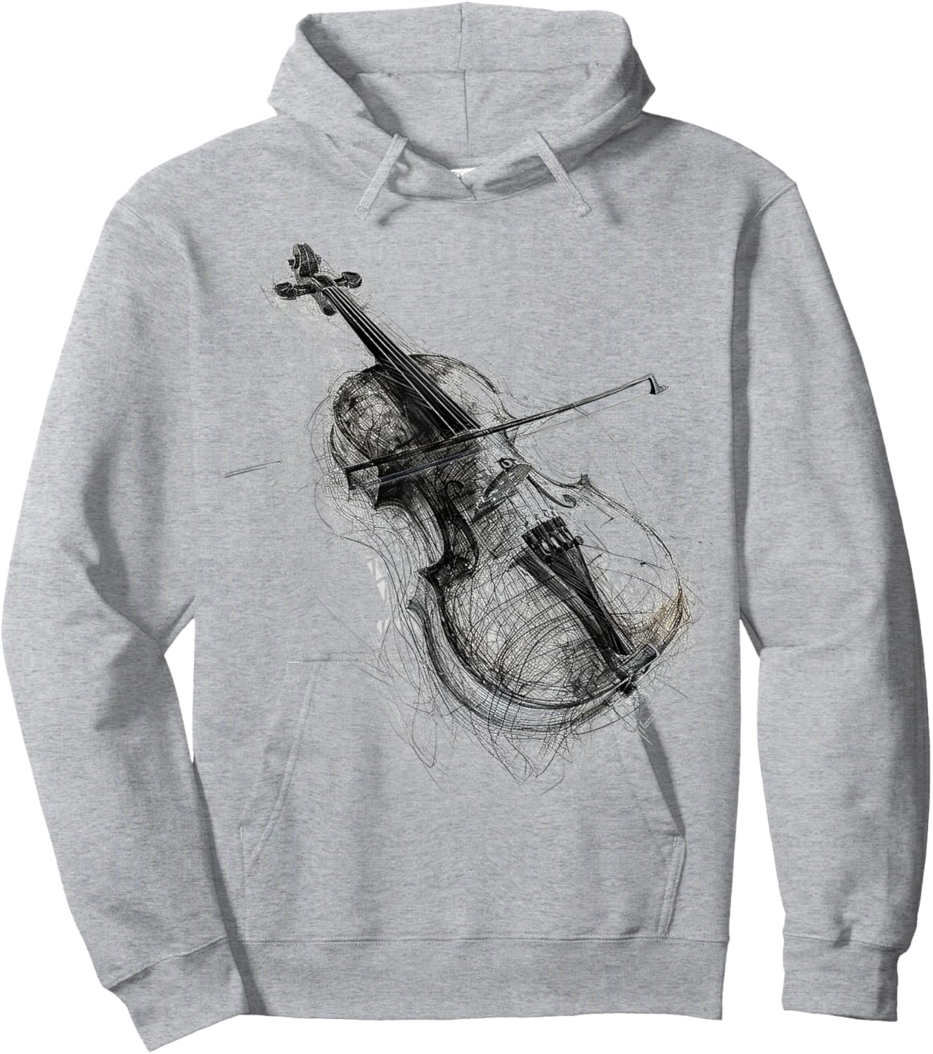 Violin Drawing Art Illustration Abstract Graphic Violin Hoodie - Hoodie | Ash