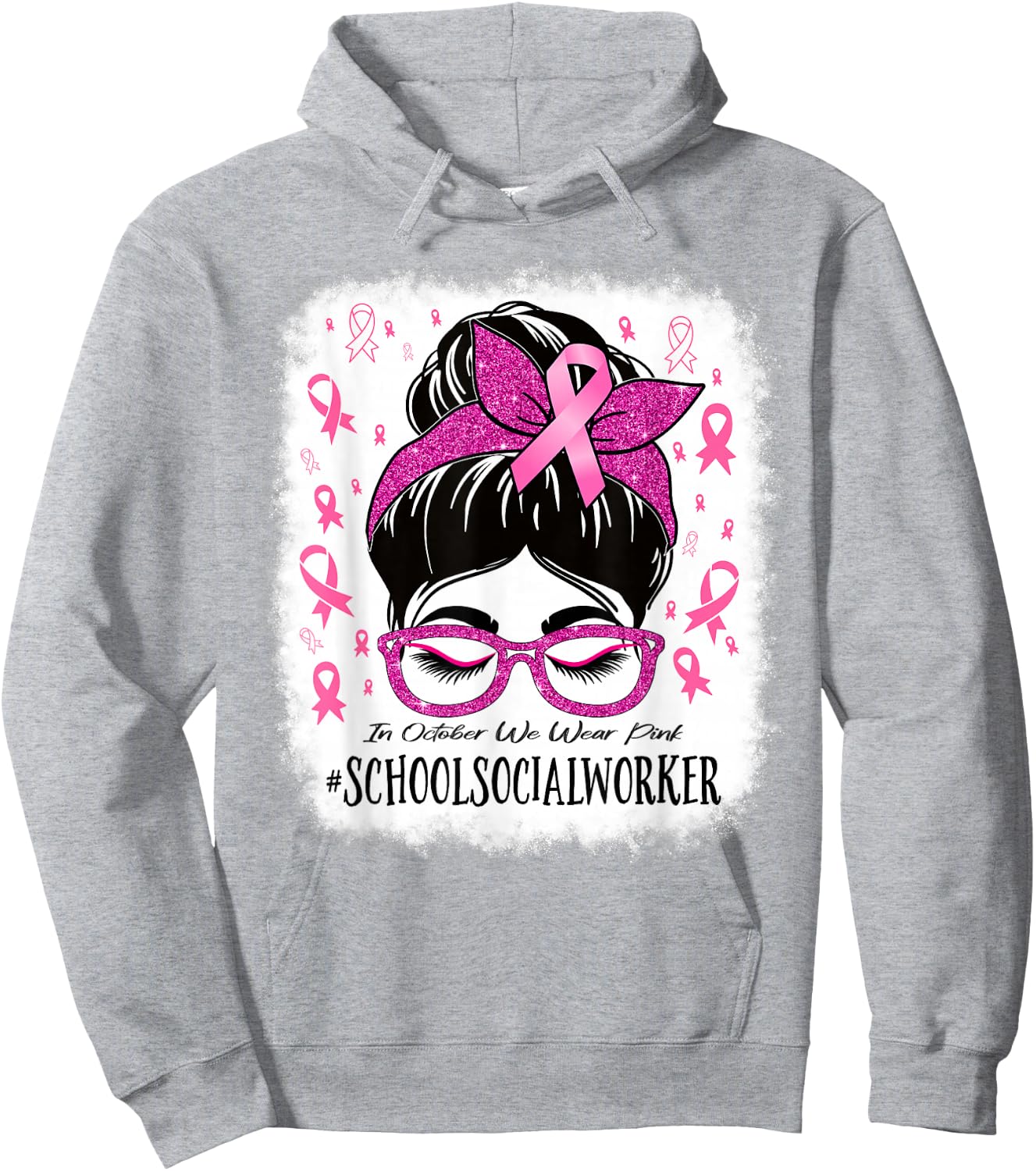 School Social Worker In October We Wear Pink Breast Cancer Hoodie - Hoodie | Ash