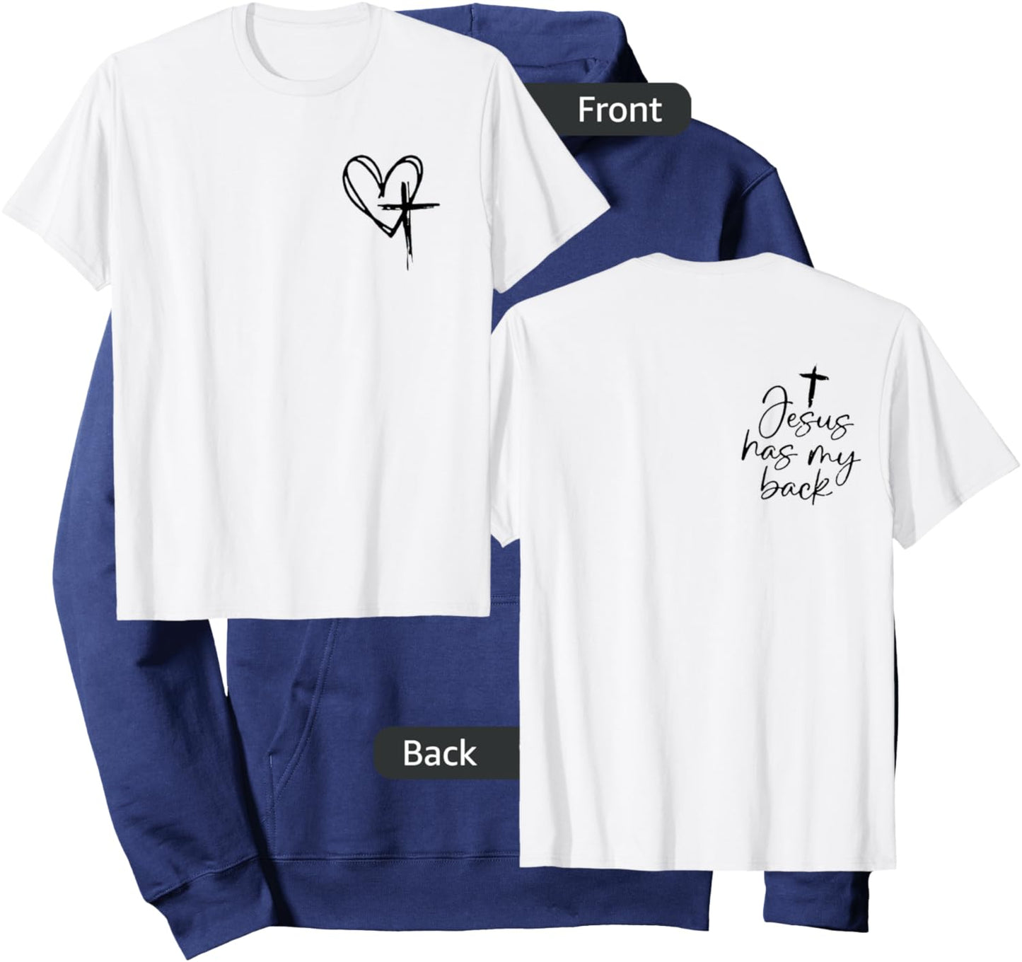 Jesus Has My Back Hoodie - Hoodie | Navy