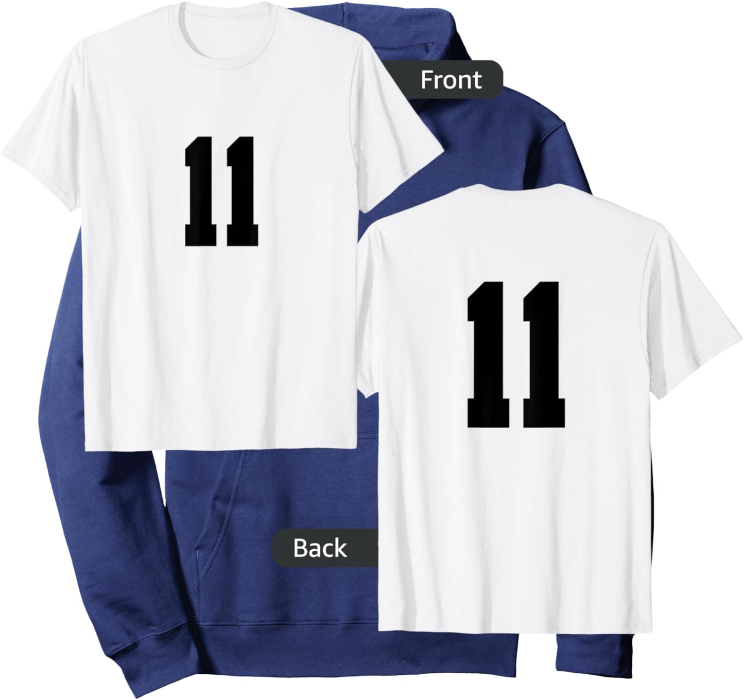 Number 11 ( on Front / Back) Sports Team Jersey Number Hoodie - Hoodie | Navy