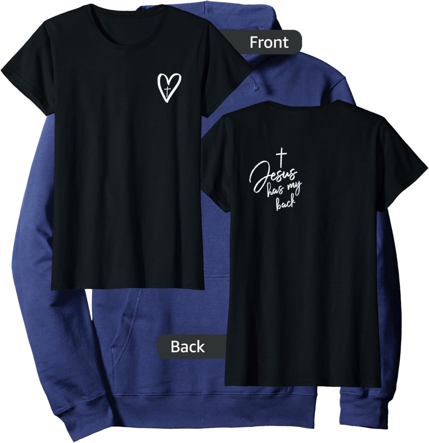 Jesus has my back Christian Mom Jesus Redeemed TWO SIDED Hoodie - Hoodie | Navy