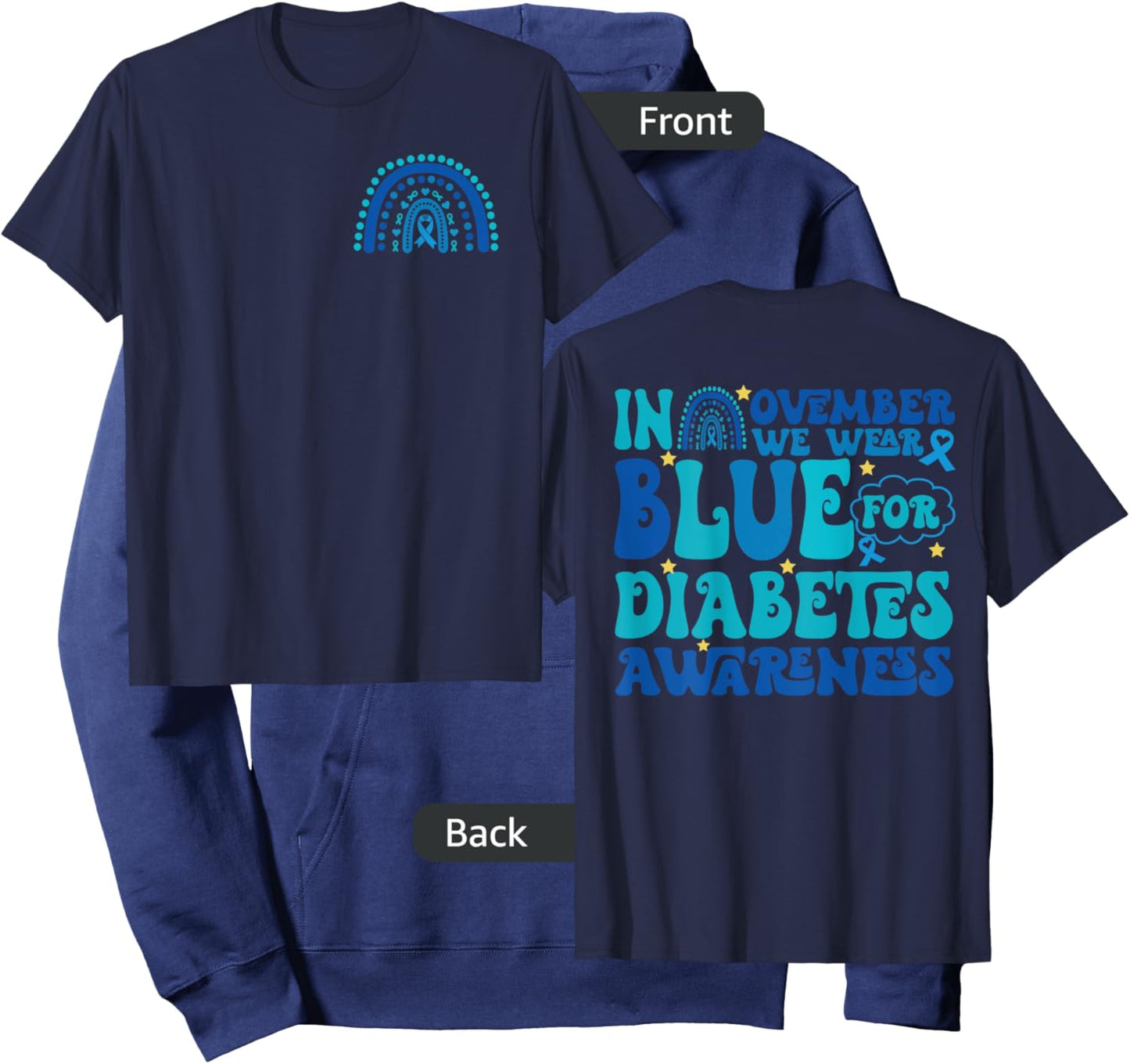Groovy In November We Wear Blue Diabetes Awareness (2sided) Hoodie - Hoodie | Navy