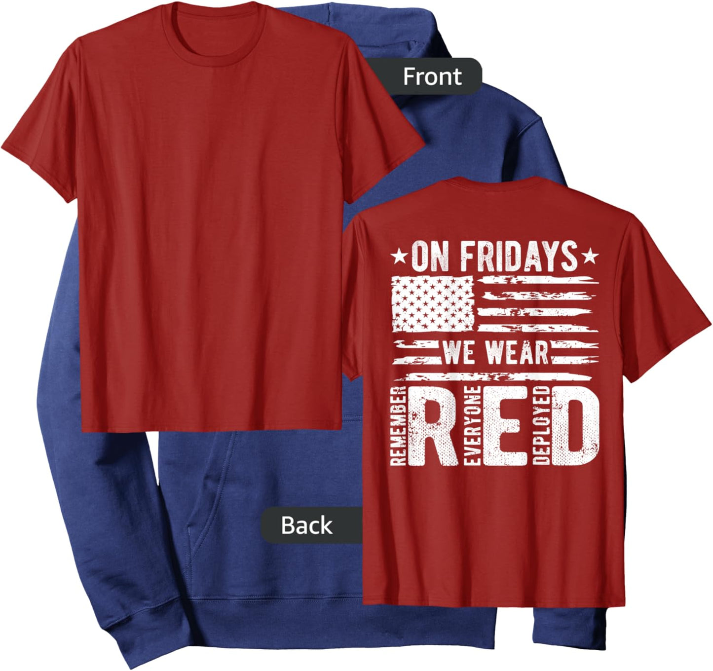 On Fridays We Wear Red Friday American Flag Military Support Men Hoodie - Hoodie | Navy