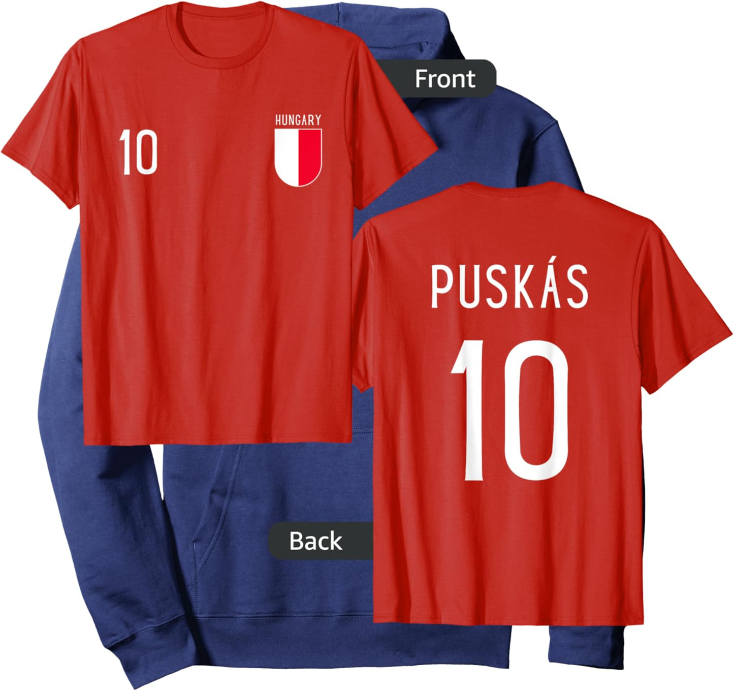 Hungary Number 10 Jersey Football # Ten Hungarian Hoodie - Hoodie | Navy