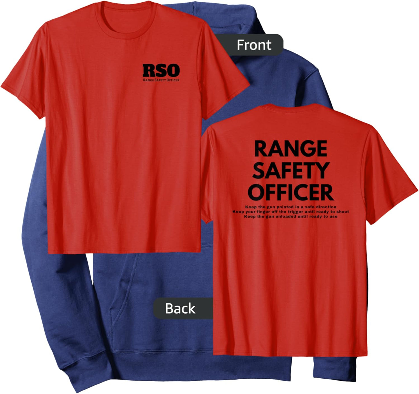 Camp Eagle Rock Range Safety Officer - Red, X-Small, Classic Fit, Double Sided Gun Safety Rules Hoodie - Hoodie | Navy
