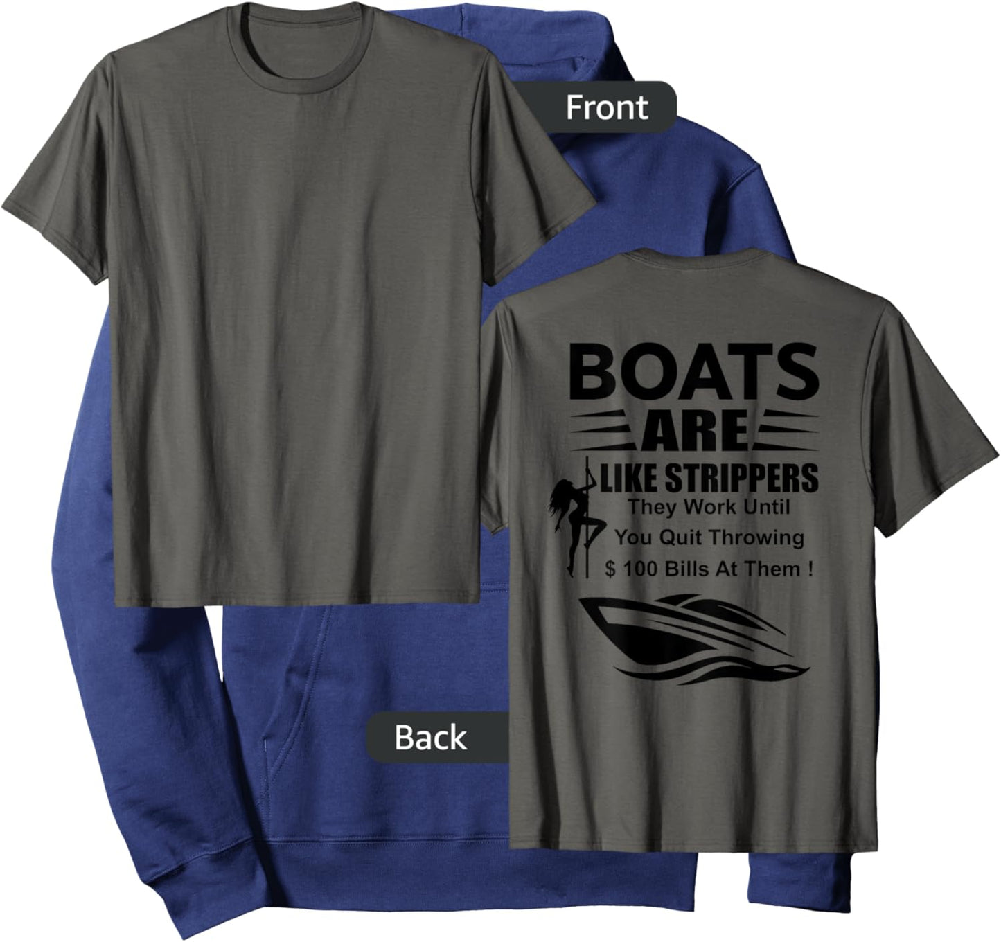 Boats Are Like Strippers In Back Hoodie - Hoodie | Navy
