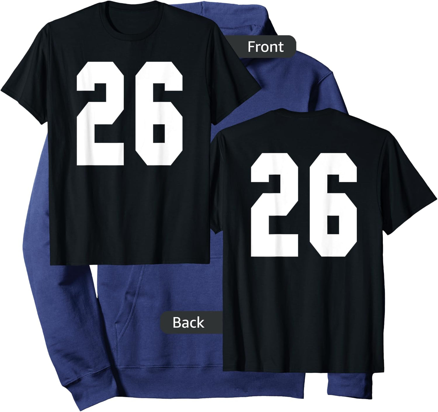 # 26 Team Sports Jersey Front & Back Number Player Fan Hoodie - Hoodie | Navy