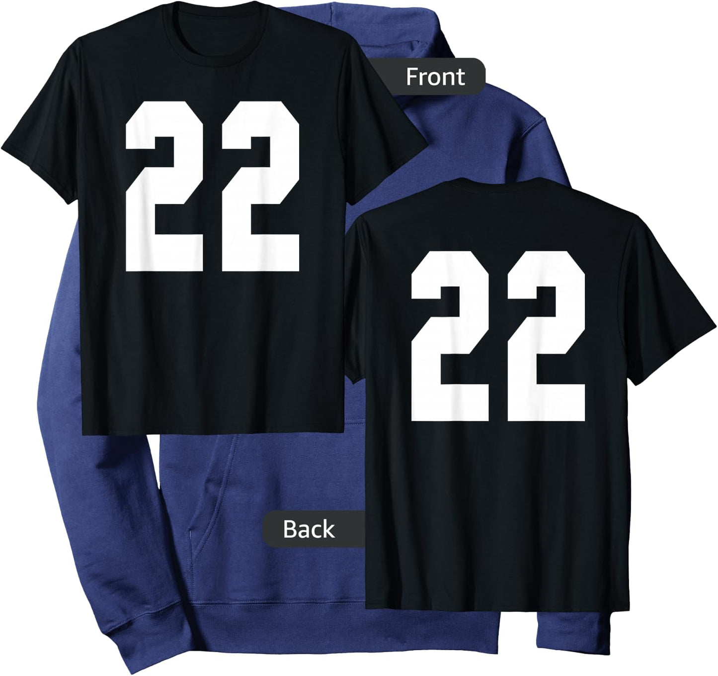 # 22 Team Sports Jersey Front & Back Number Player Fan Hoodie - Hoodie | Navy