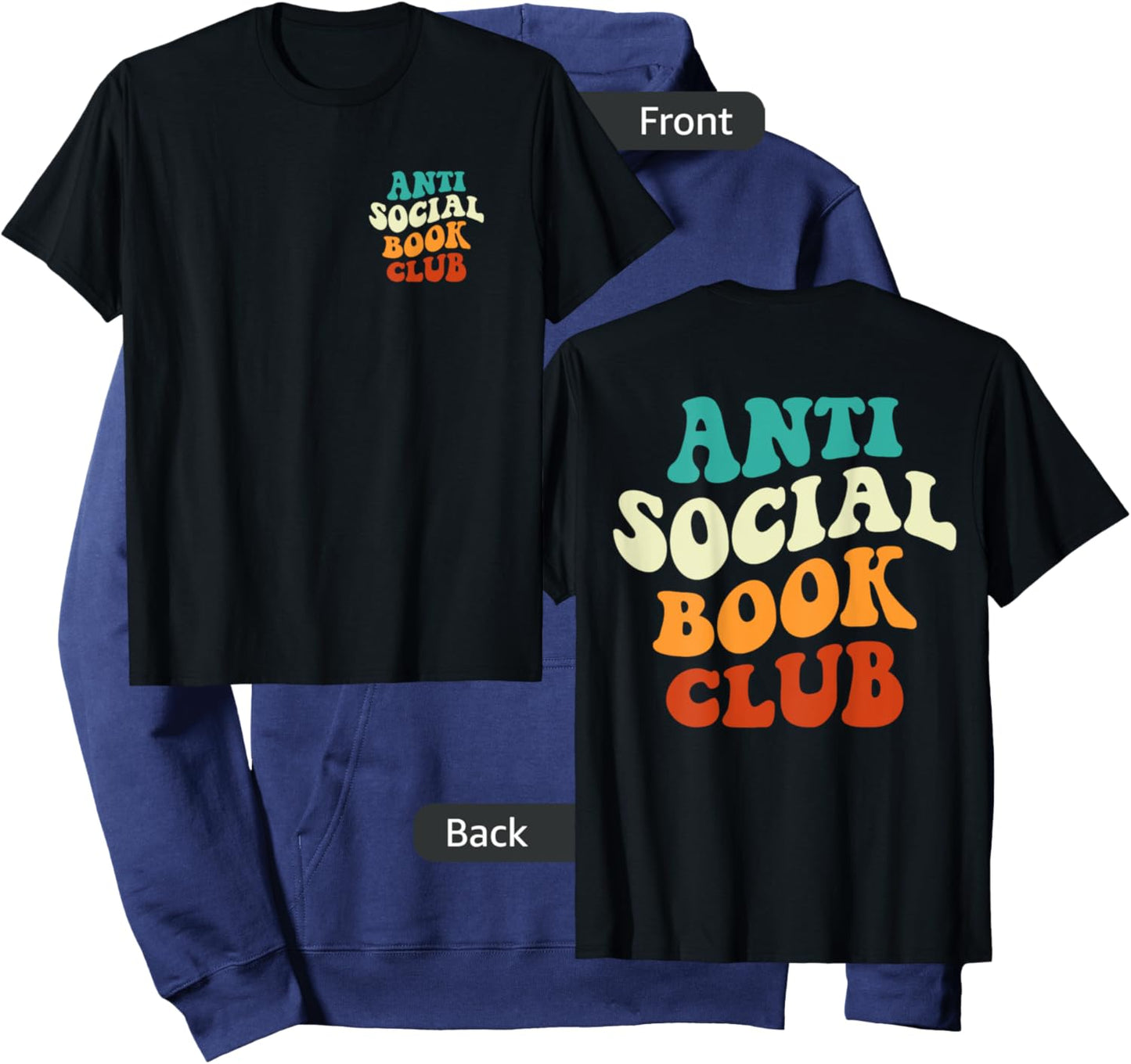 Anti Social Book Club Funny Apparel Retro Groovy Hoodie - Hoodie | Navy