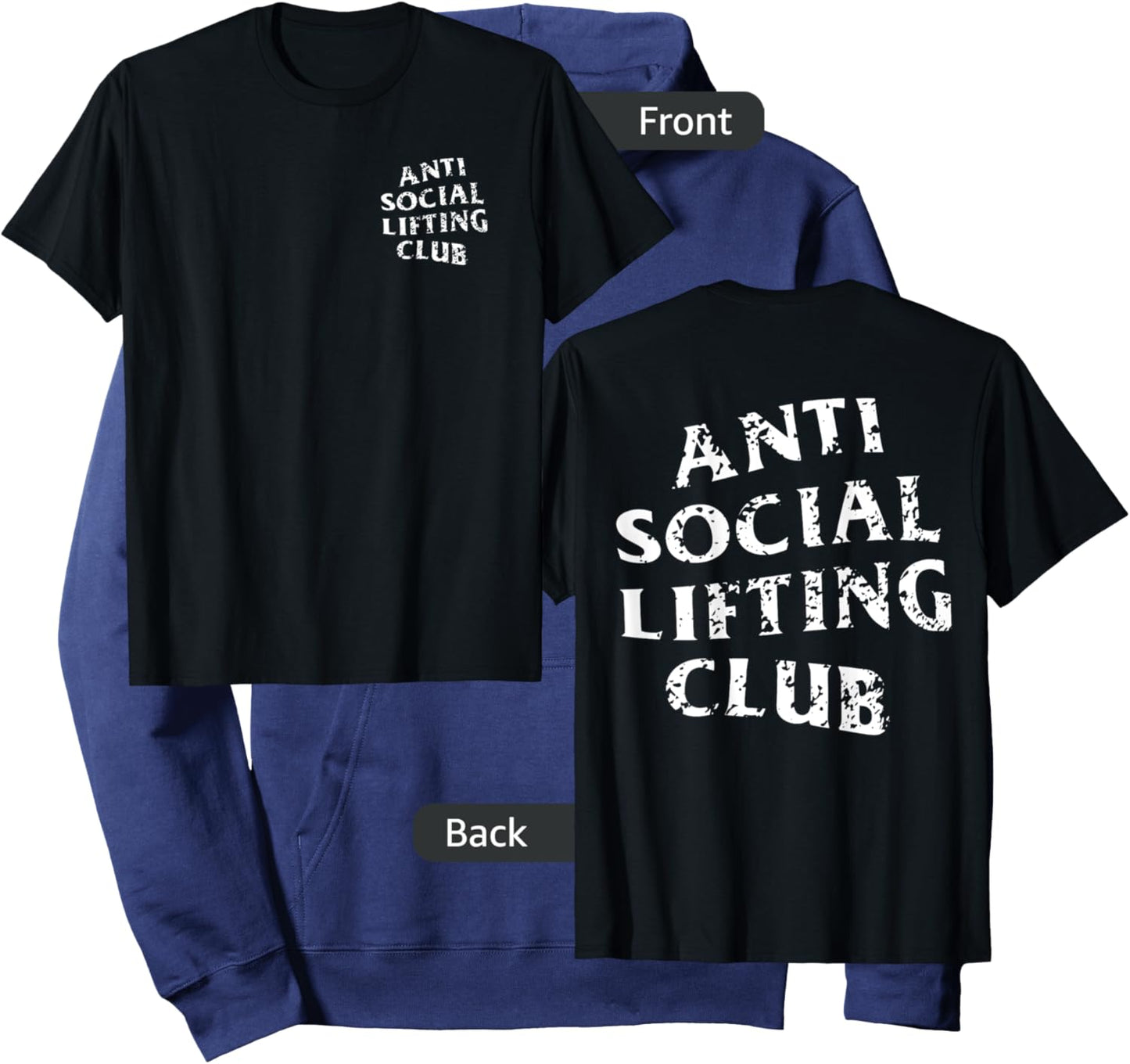 Anti Social Lifting Club: Distressed White (Front + Back) Hoodie - Hoodie | Navy