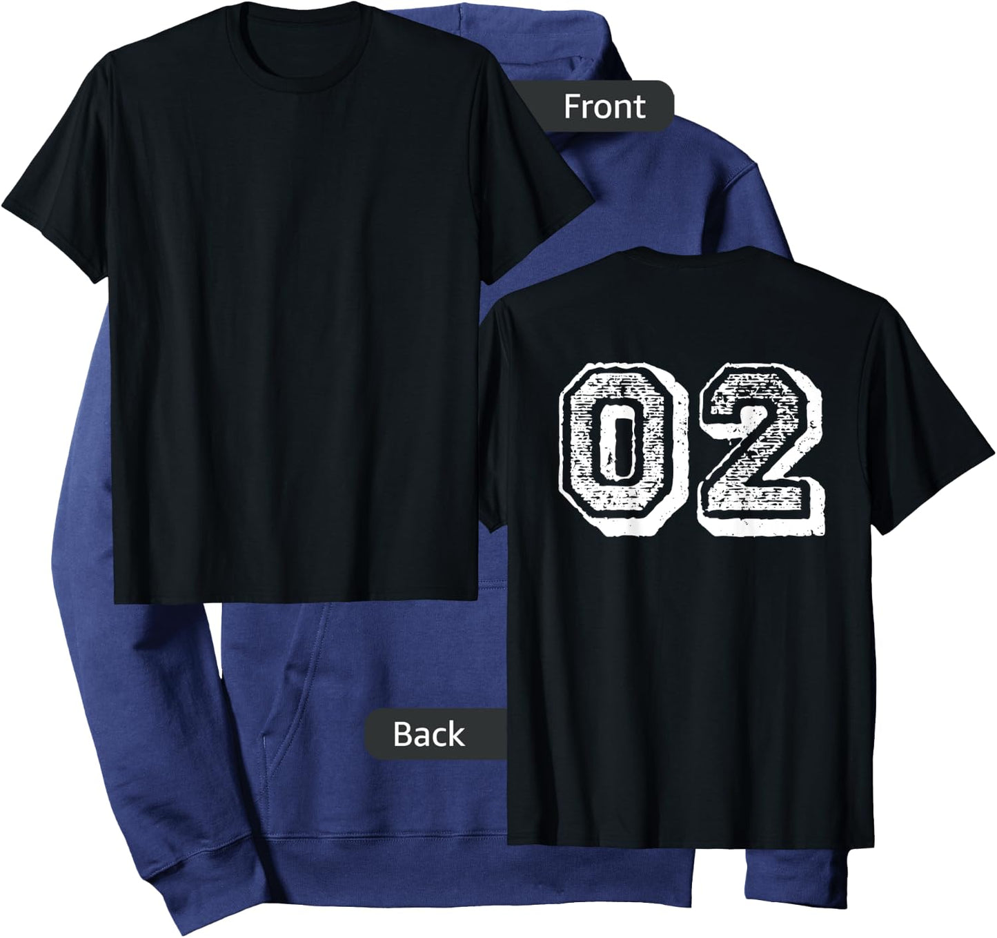 Number 02 Sports Jersey Player #02 2Fan BACK PRINT Vintage Hoodie - Hoodie | Navy
