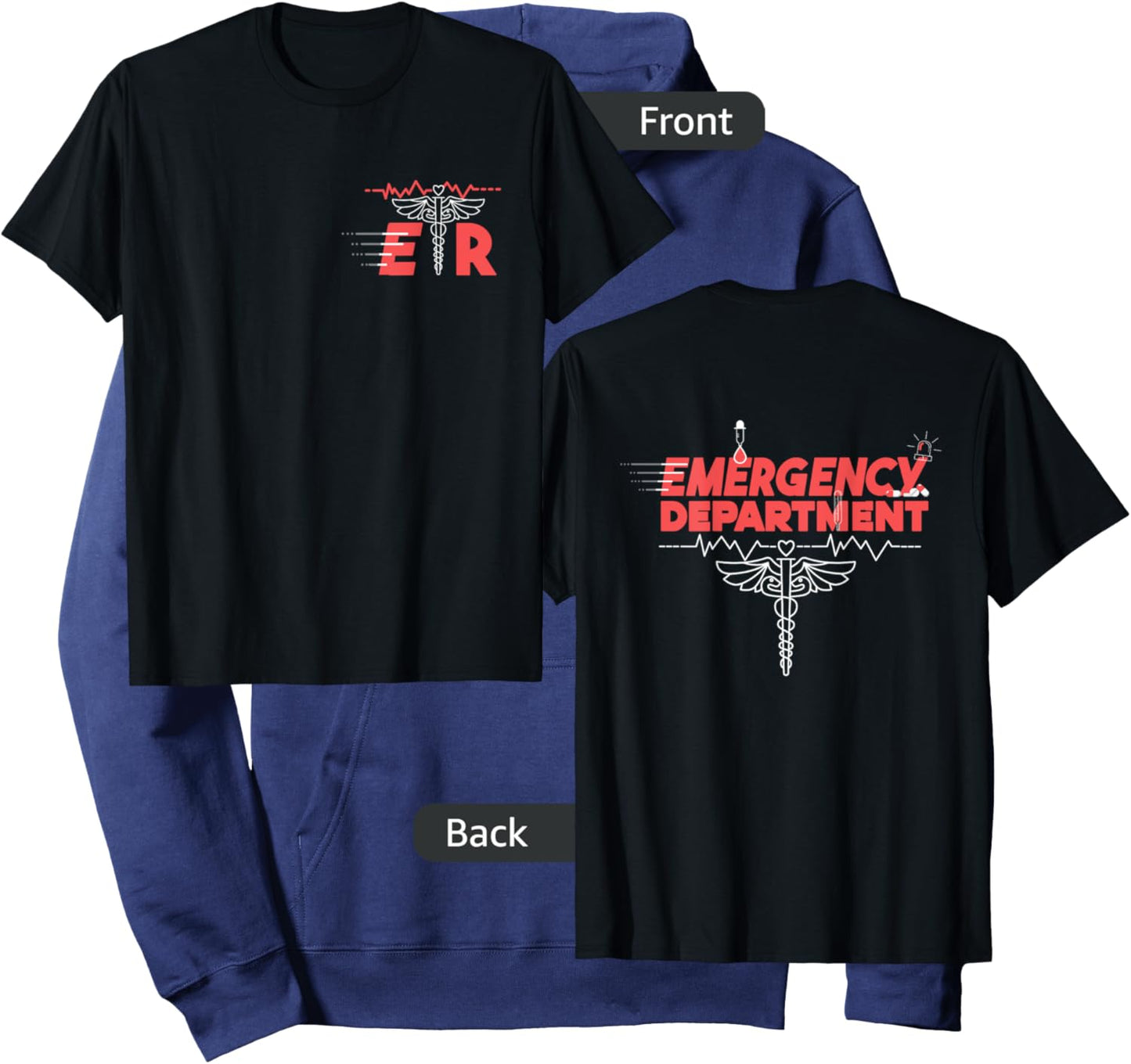 Emergency Department Room ER Nurse front back medical snacks Hoodie - Hoodie | Navy