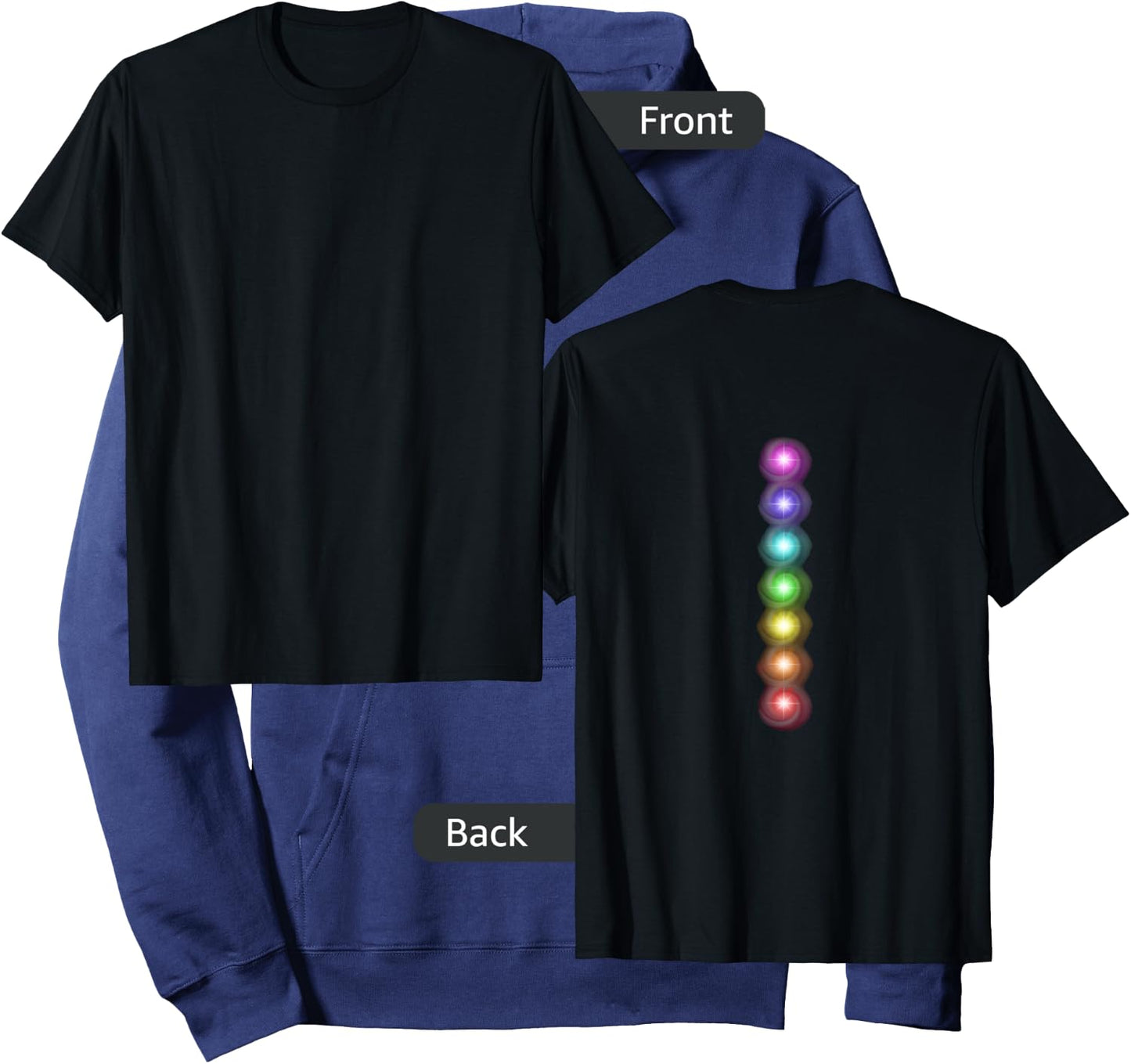 Seven Chakra On Back - Yoga Art - Spiritual Meditation Hoodie - Hoodie | Navy