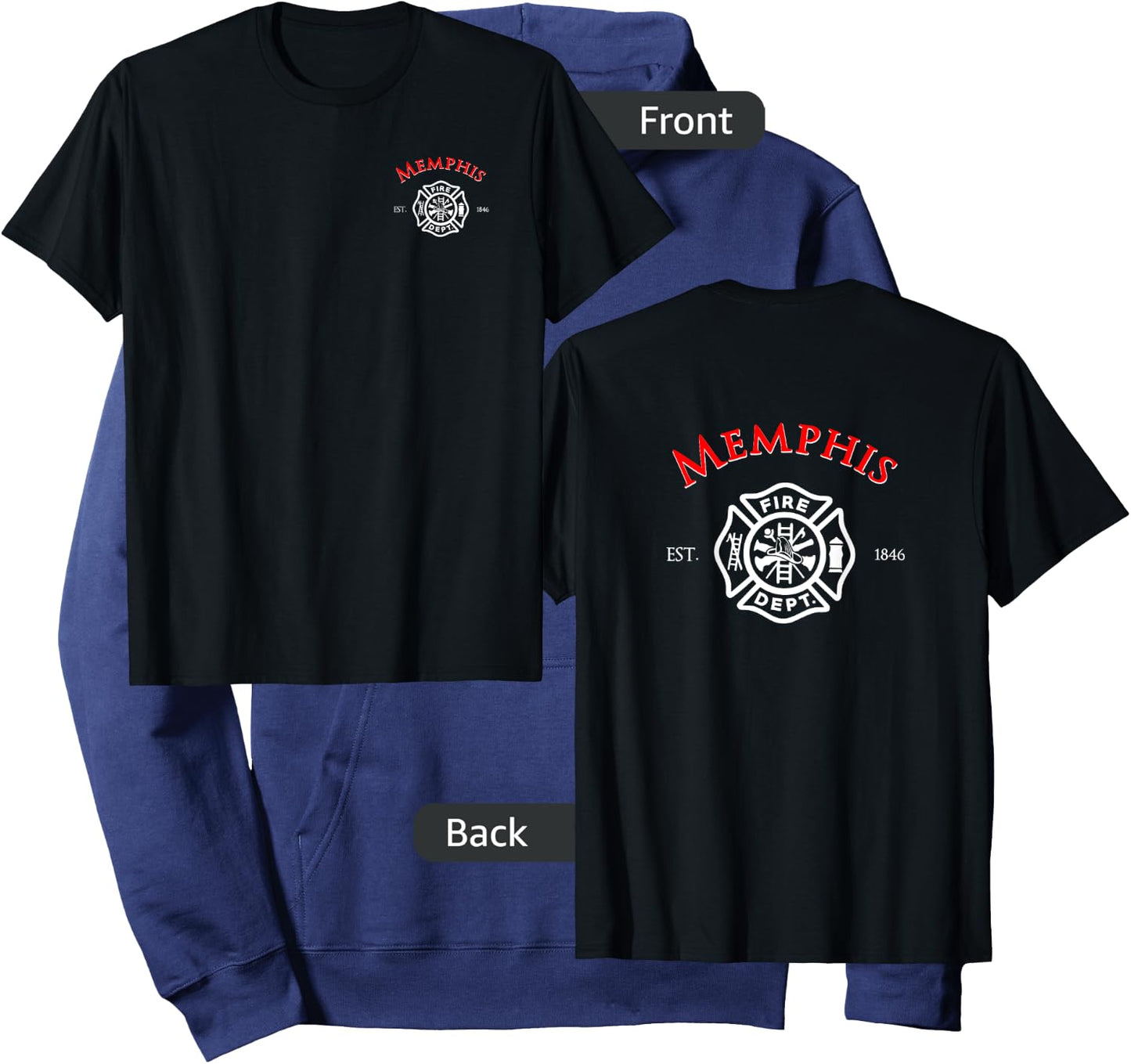 City of Memphis Fire Rescue Tennessee Firefighter Hoodie - Hoodie | Navy