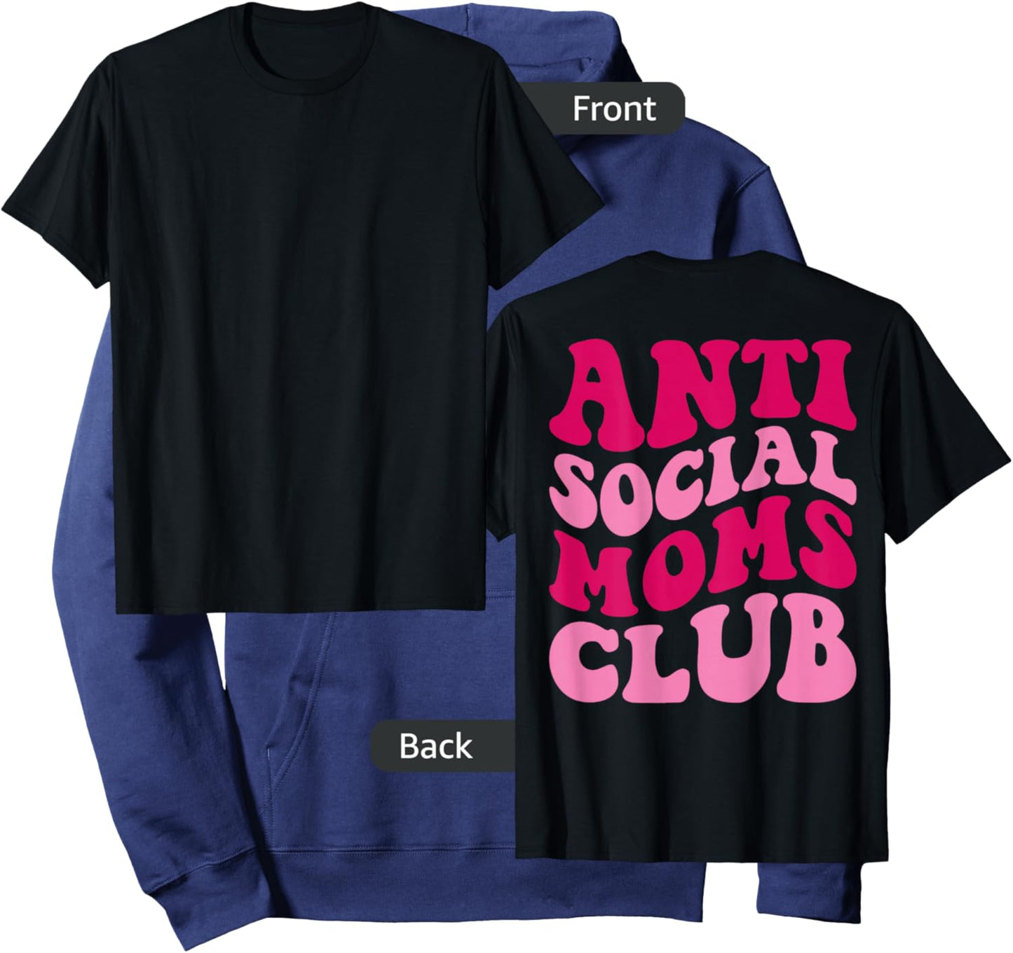 Anti Social Moms Club Funny Mom Saying Women Groovy Apparel Hoodie - Hoodie | Navy