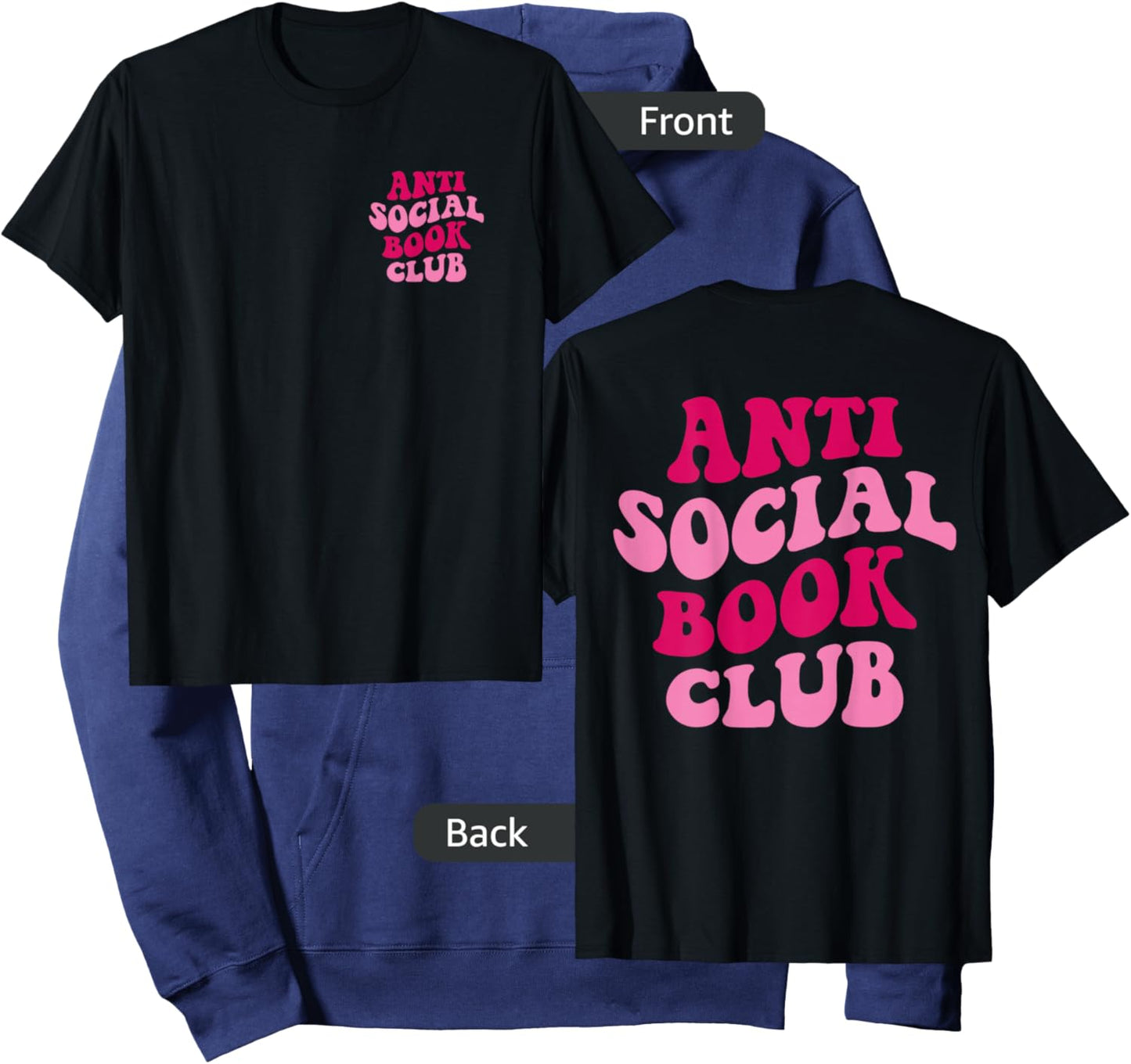 Anti Social Book Club Funny Apparel Groovy Hoodie - Hoodie | Navy
