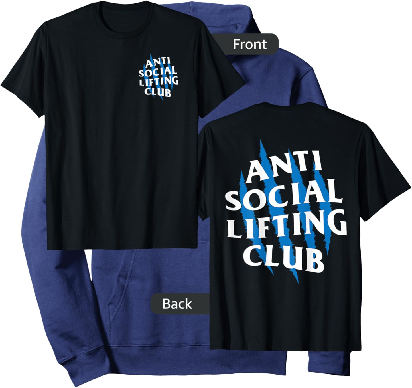 Anti Social Lifting Club: Beast Claws Blue (Front + Back) Hoodie - Hoodie | Navy