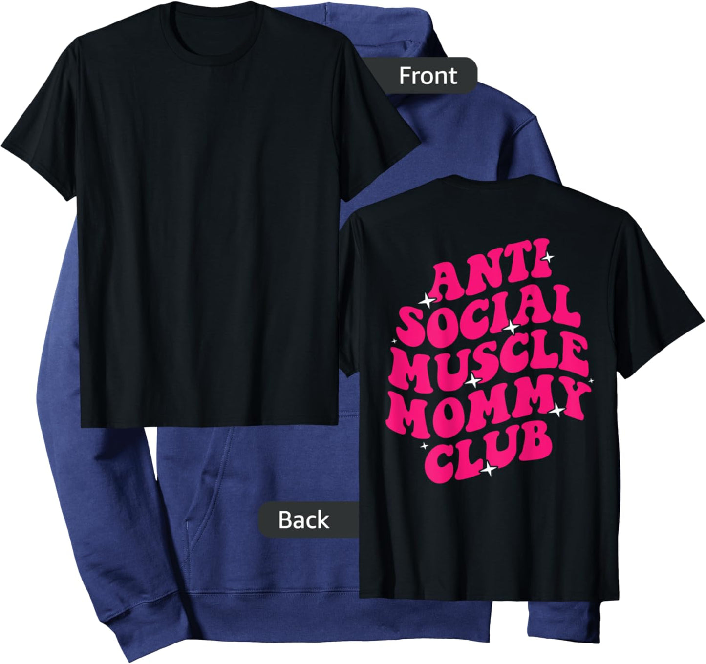 Cute Groovy Anti Social Muscle Mommy Club Gym Mates Funny Hoodie - Hoodie | Navy