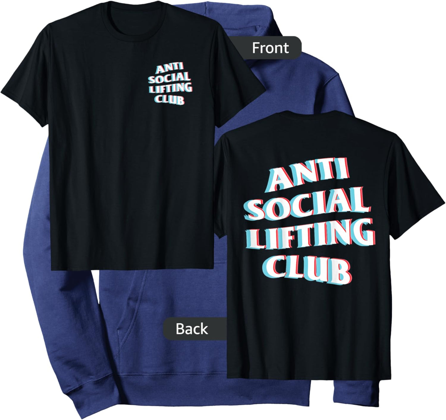 Anti Social Lifting Club: Focus Trippy Blurry (Front + Back) Hoodie - Hoodie | Navy
