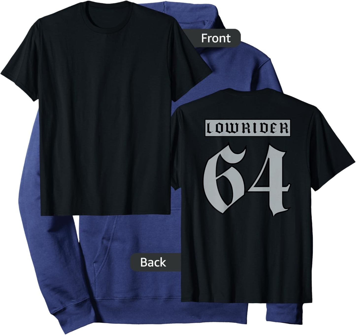 Lowrider 64 Jersey (Back) Classic Low Rider car Chicano Art Hoodie - Hoodie | Navy