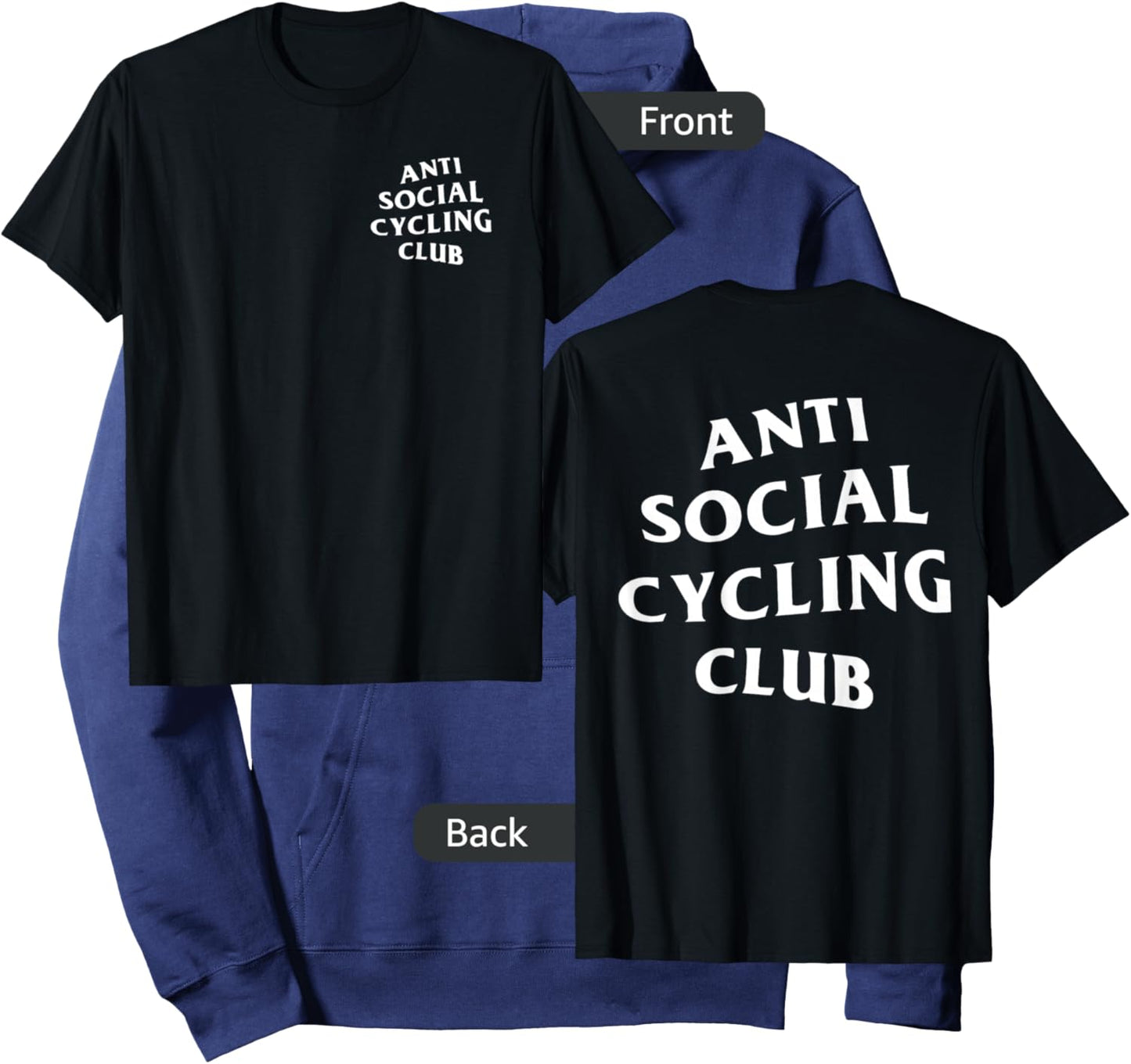 Anti Social Cycling Club: White Logo (Front + Back) Hoodie - Hoodie | Navy