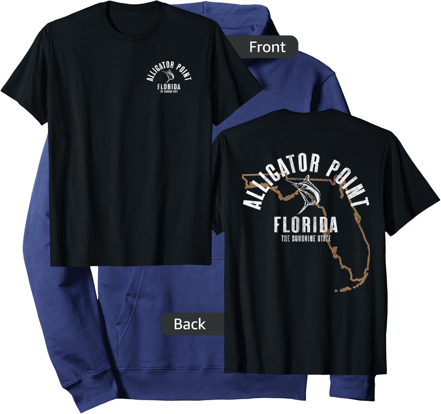 Alligator Point Florida Beach FL Vintage Beach Front & Back Hoodie - Hoodie | Navy