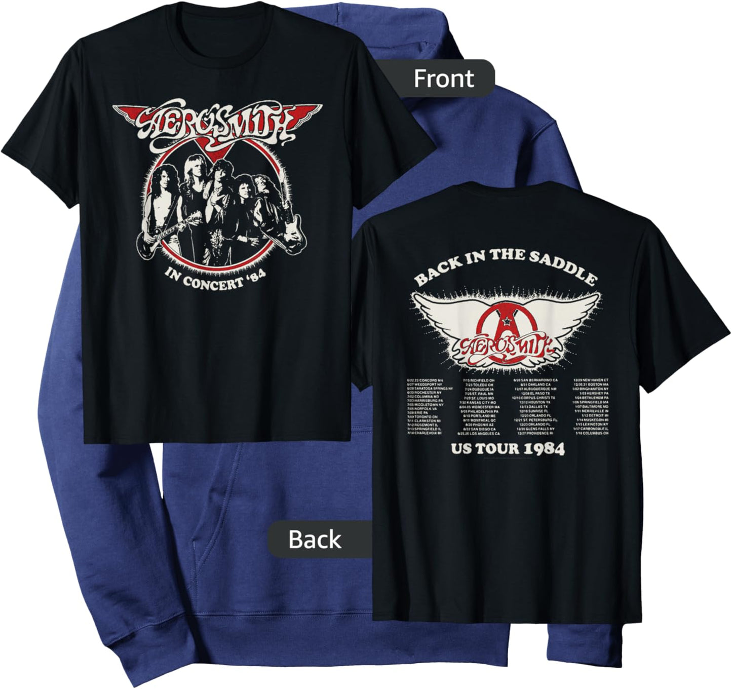 Aerosmith Amazon Exclusive - Back in The Saddle 1984 Tour Hoodie - Hoodie | Navy