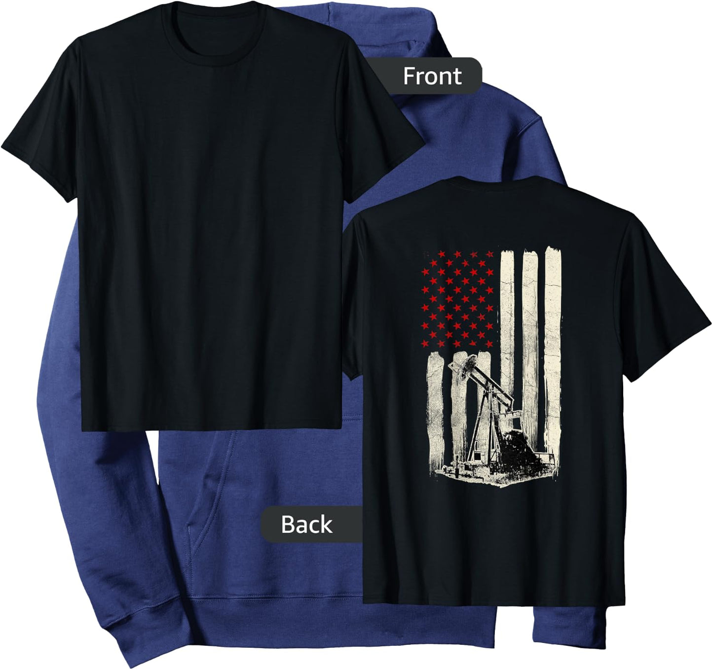 Oilfield Workers Oil Rig Roughneck Design On Back Hoodie - Hoodie | Navy