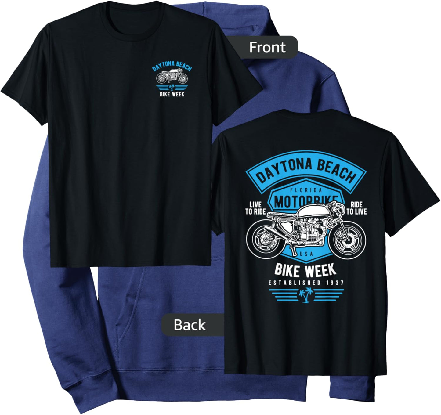 Daytona Beach Bike Week Retro Motorcycle Design Men Women Kids Hoodie - Hoodie | Navy